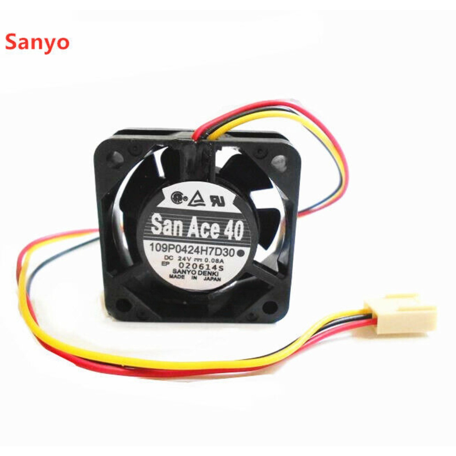 For SANYO 109P0424H7D30 A90L-0001-0441#X DC 24V 0.08A 40*40*15mm 3pin Fanuc fan