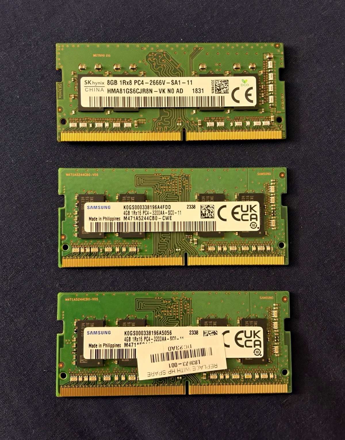 16GB DDR4 Laptop RAM Lot – 8GB SK hynix + 2x4GB Samsung SO-DIMM