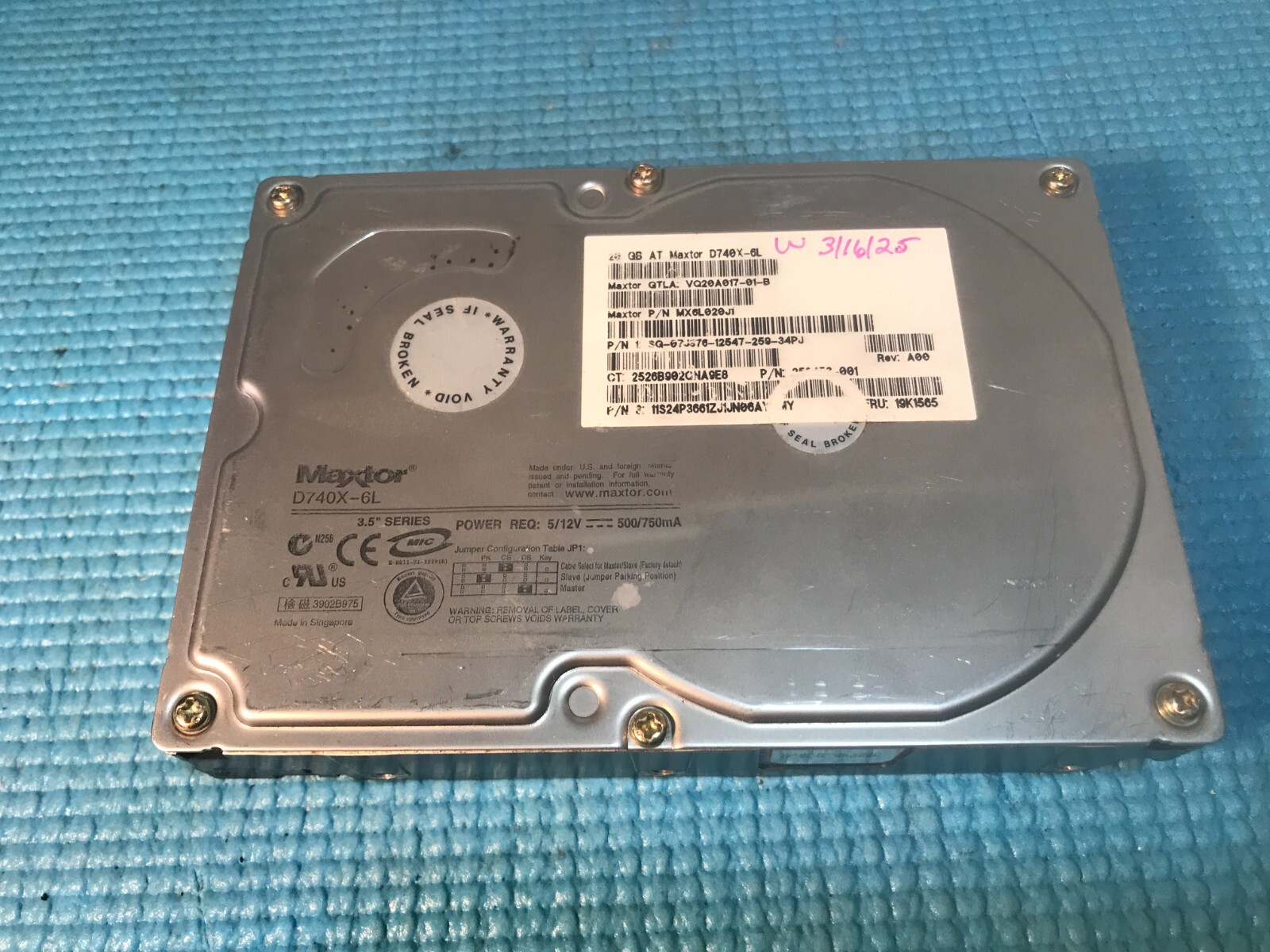 Maxtor D740X-6L MX6L020J1 20GB 3.5  Internal IDE HDD Hard Drive - Tested Working