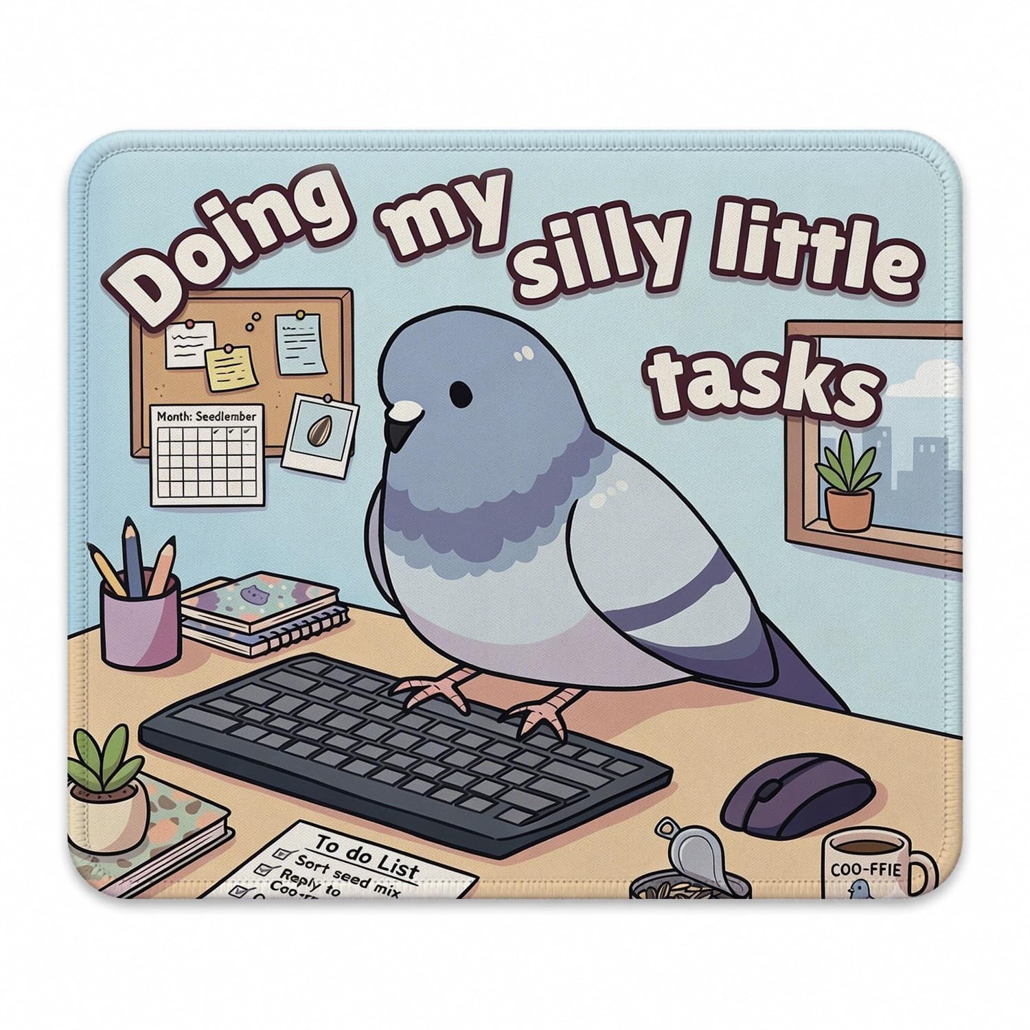 Funny Pigeon Mouse Pad, 9.5x7.9 Inch