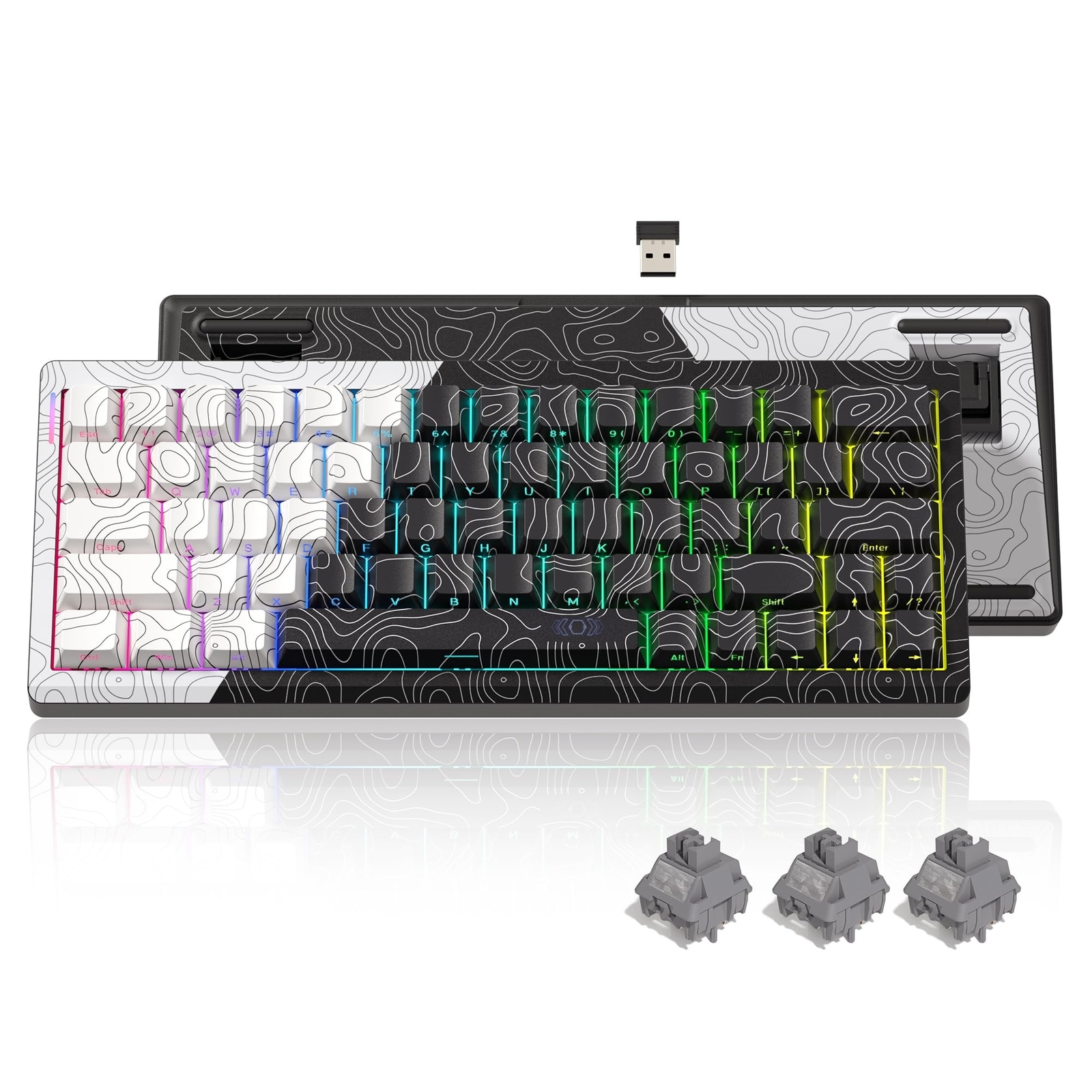 Womier Q61 60% Percent Keyboard with QMK/VIA Topographic Gaming Keyboard, Wir...