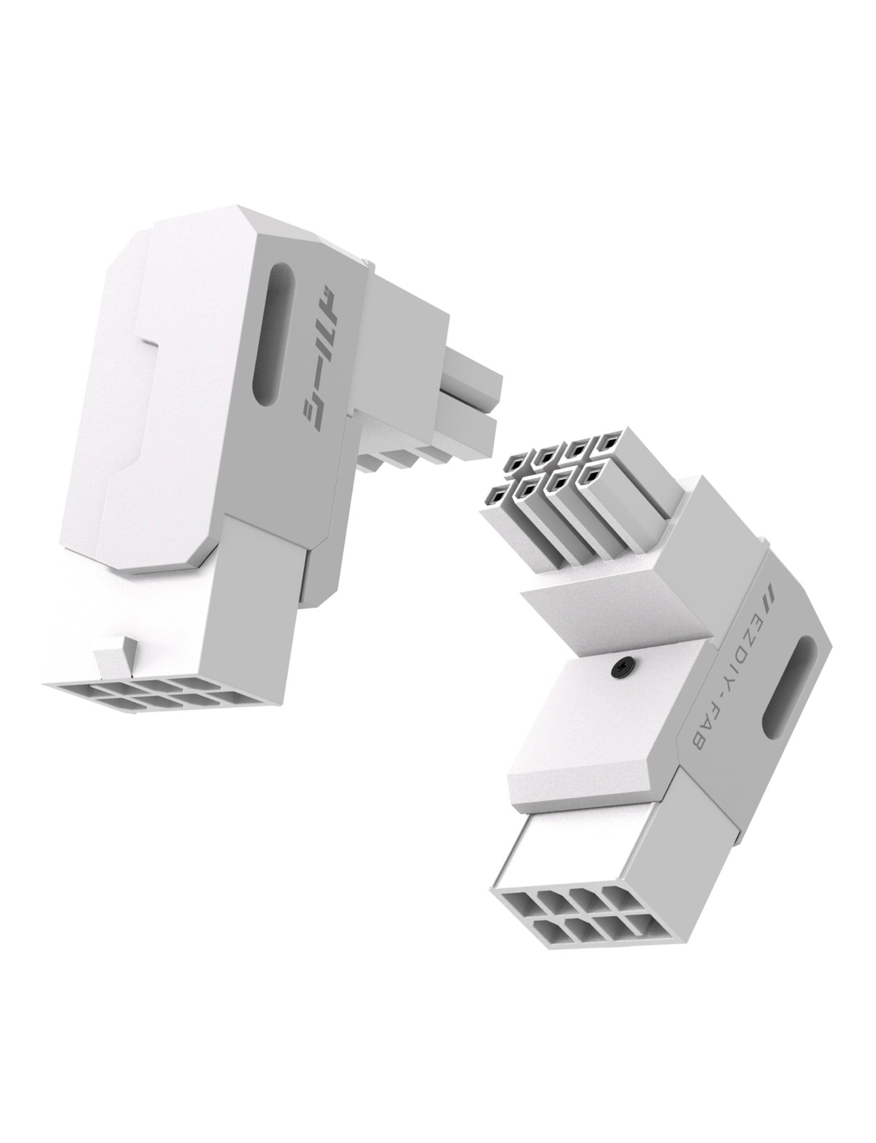 2 PCS 8Pin PCIe GPU Power Adapter 90Degree Angled Connector Reverse White