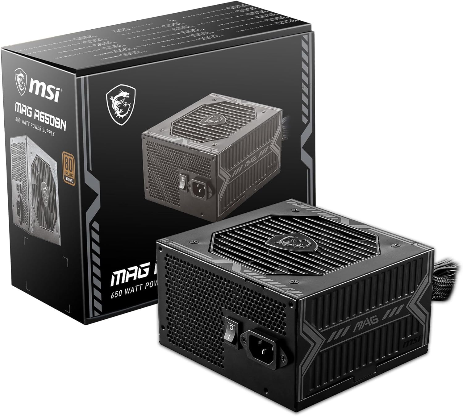 MAG A650BN, Non-Modular Compact 650W Power Supply, 80+ Bronze, Low-Noise Fan, Ac