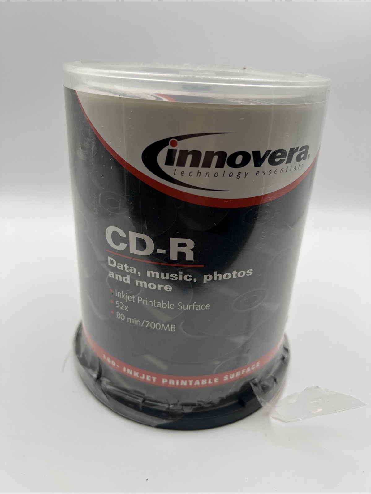 NEW 100 PK innovera CD-R Music 80Min Inkjet Printable Surface Blank Disc Spindle