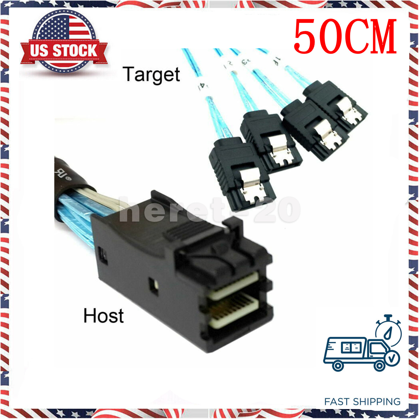 Internal HDD Mini SAS Cable SFF-8643 To 4 SATA Connect to Hard Drive 0.5 or 1M