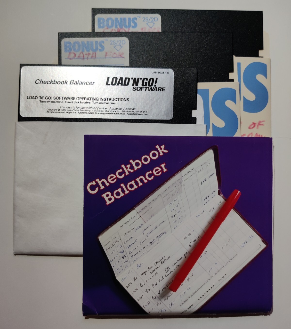 Checkbook Balancer 1985 for Apple II + IIc IIe IIgs - 5.25 Disk Green Valley 