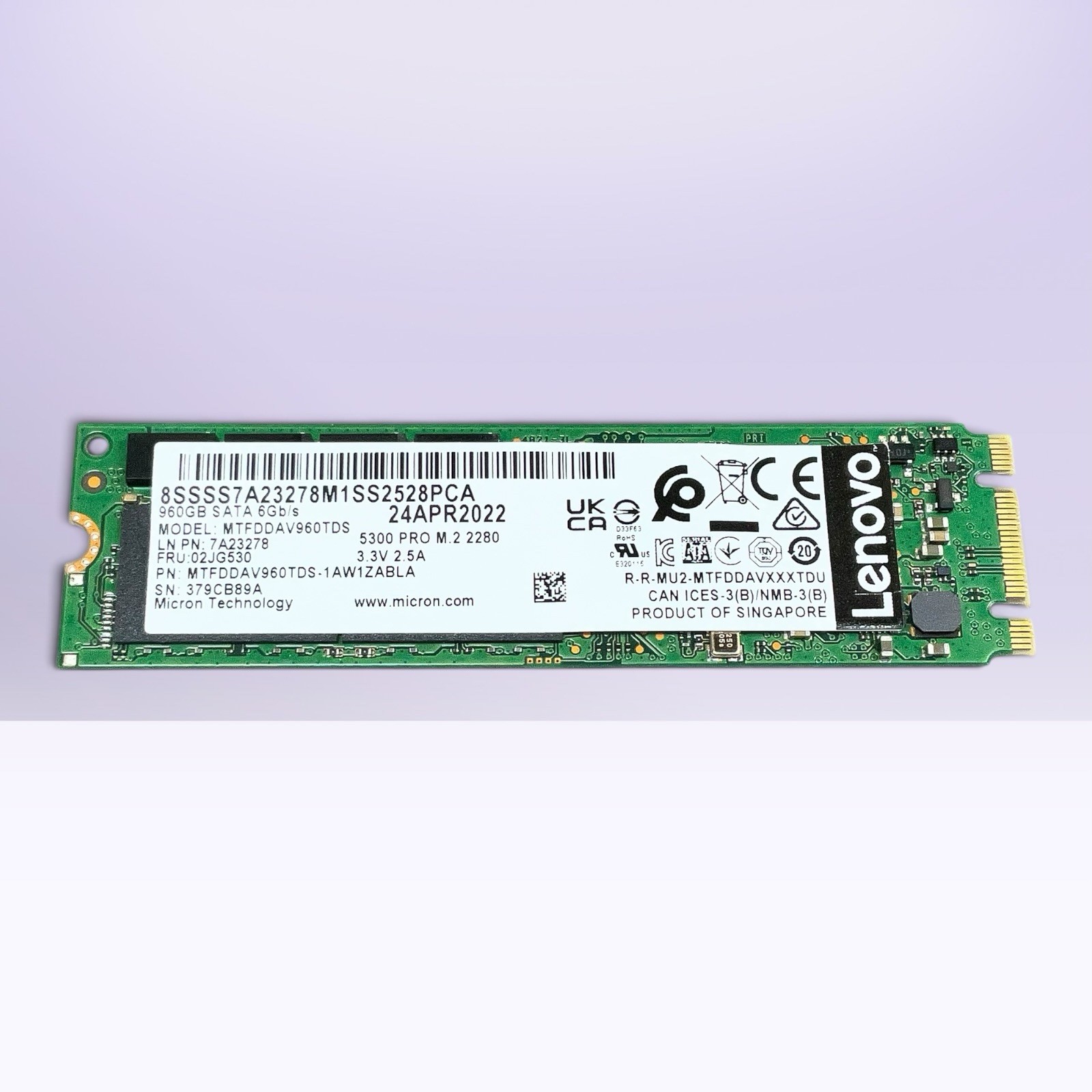 Micron 5300 PRO 960GB 1TB Class SATA 6Gb/s SSD MTFDDAV960TDS GOOD HEALTH