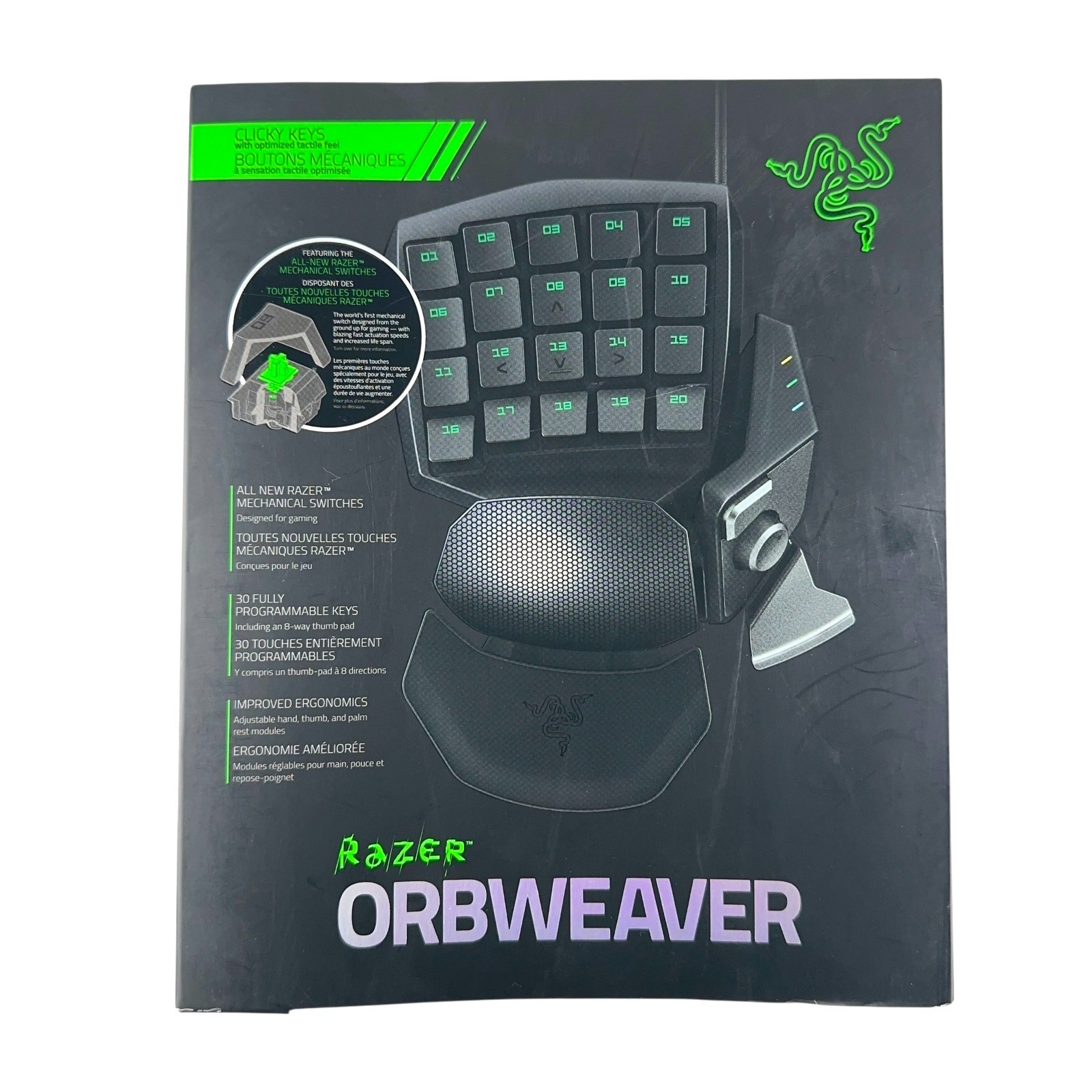 NEW Razer Orbweaver  RZ07-0074 Mechanical Gaming Keypad Green LEDs