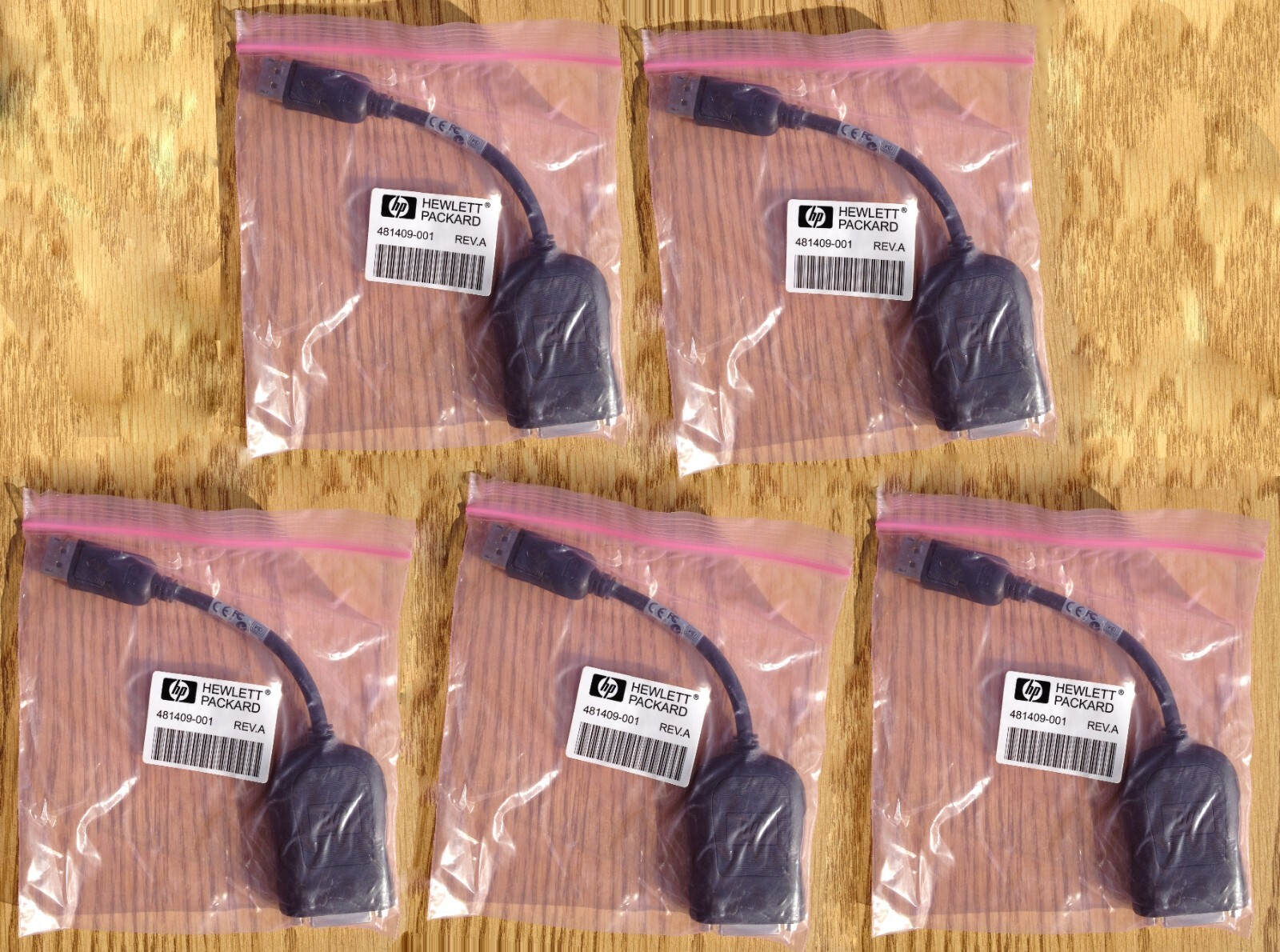 Qty 5 - HP DisplayPort To DVI-D Adapter Cables - New - p/n 481409-001, Rev. A
