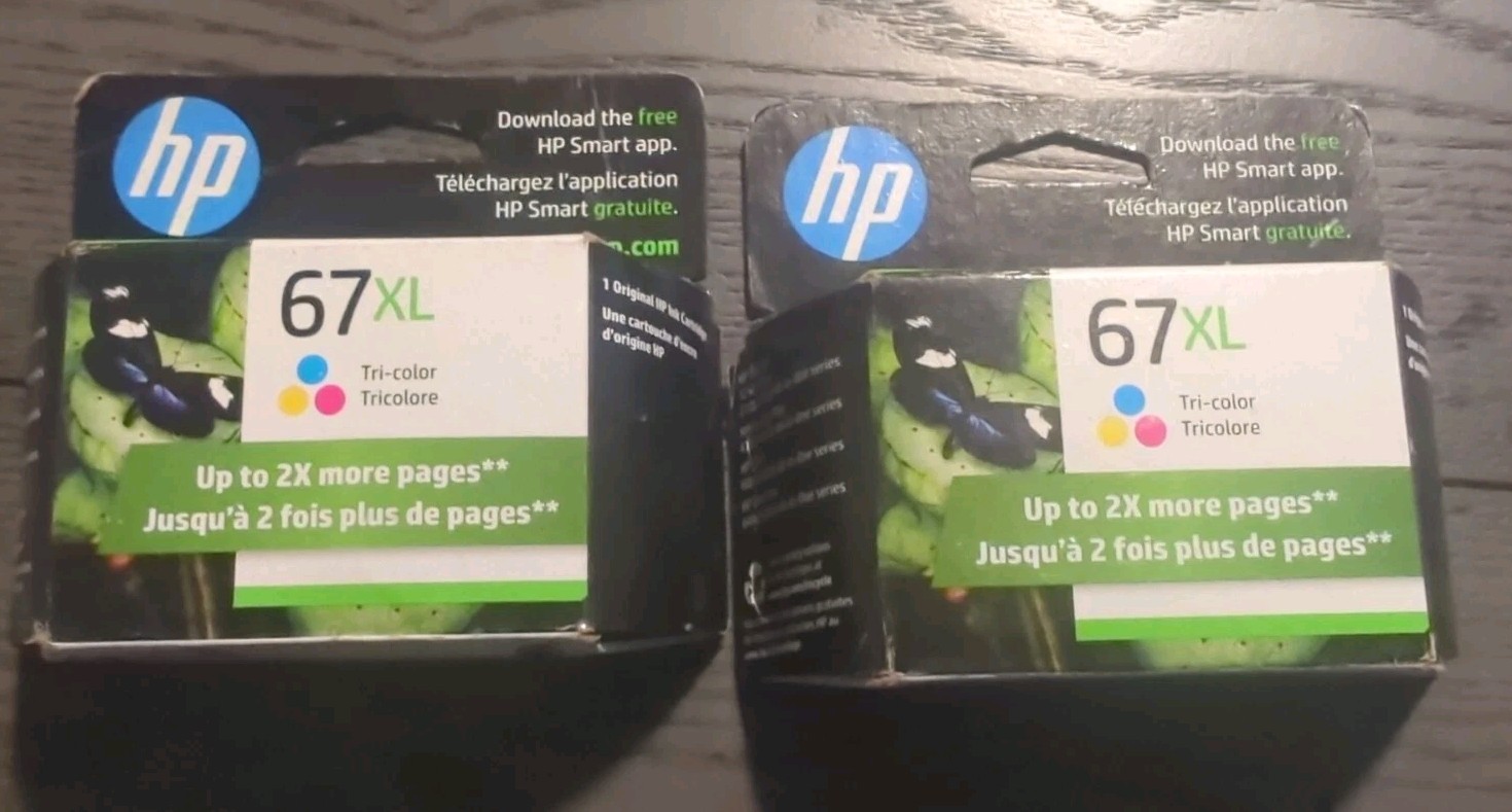 HP 67XL Tri-Color High Yield Ink Cartridge Genuine EXP: 11/2023 - Lot Of 2 NIB