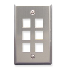 Faceplate stainless steel1-gang6-port