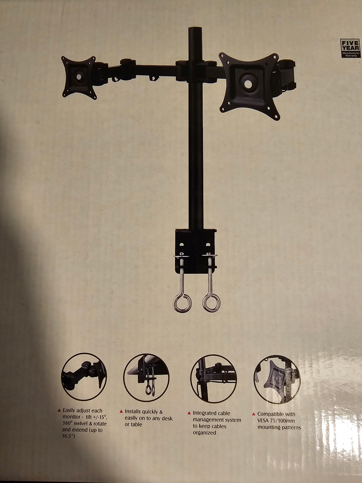 SIIG Articulating 13”-27” 22Ibs Dual Monitor VESA Desk Mount CE-MT0Q11-S1 *NEW*