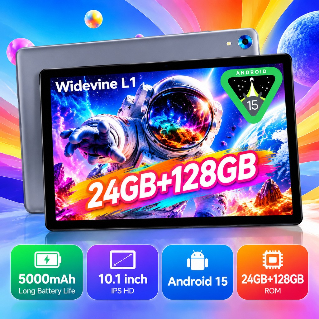 Tablet 10 inch Android 15 Octa-Core A523 Tablet 24GB 128GB ROM 5GWifi Bluetooth