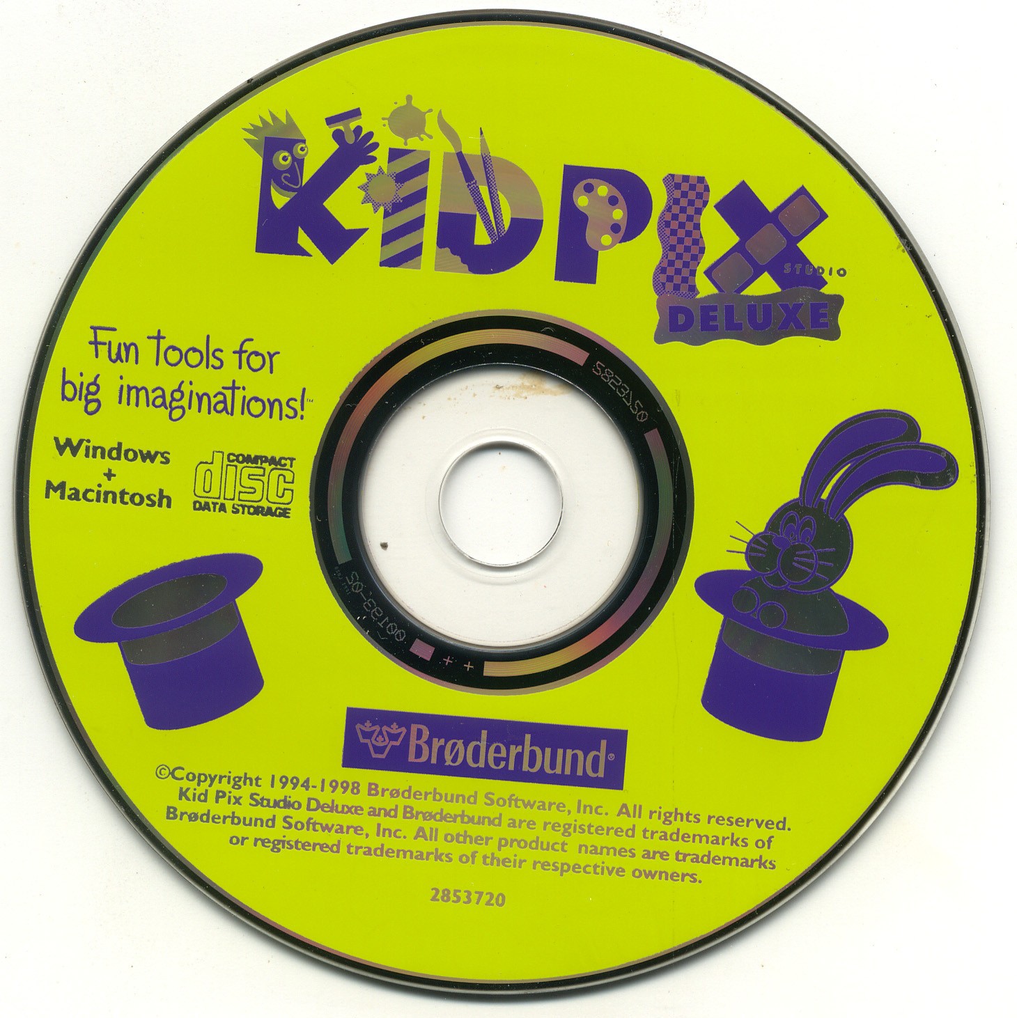 KidPix Deluxe Photo Tools Vintage 1998 Broderbund Windows Mac Software Disc CD