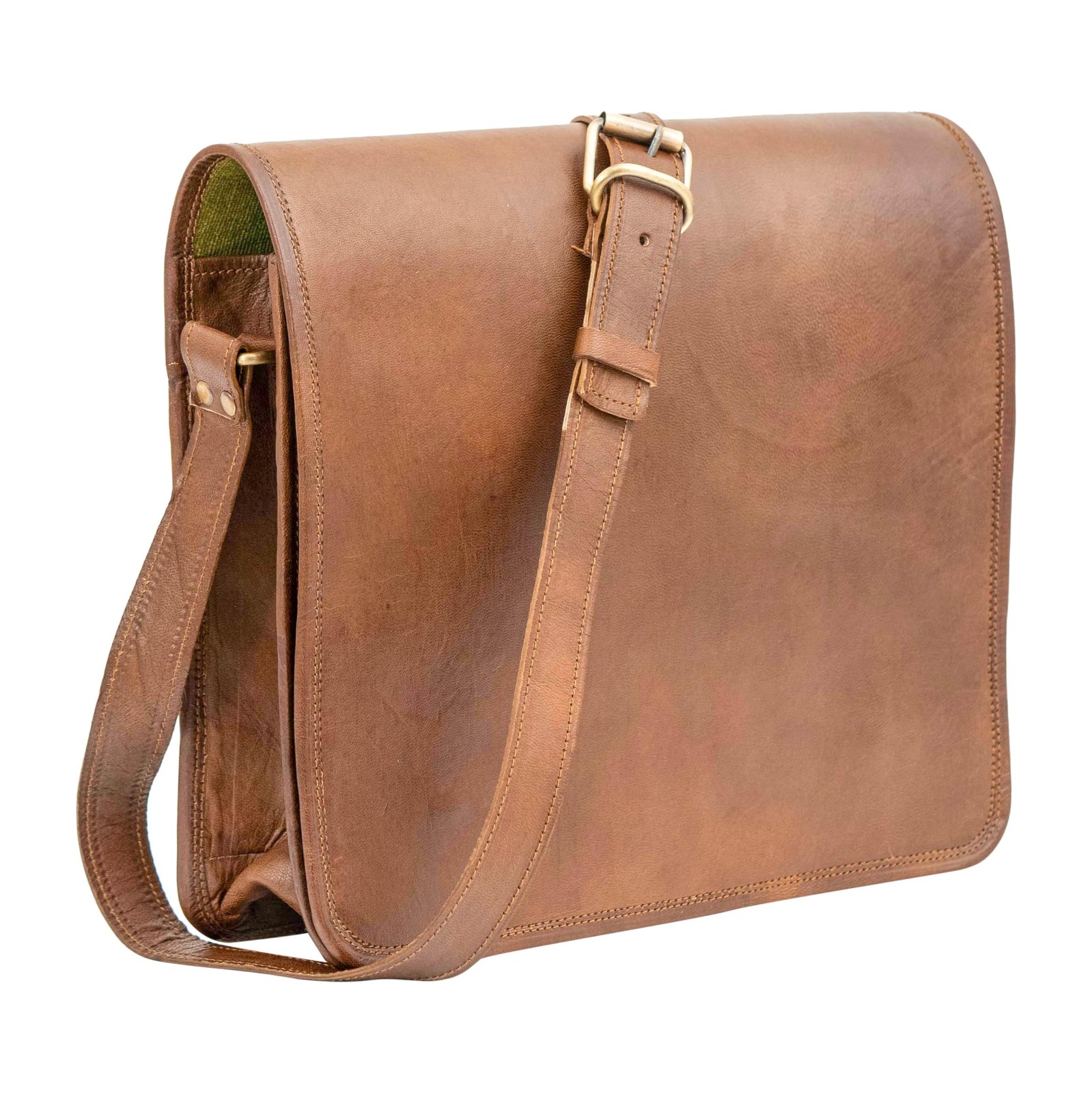 18 Inch Handmade Genuine Full Grain Leather Messenger Shoulder Satchel Bag fo...