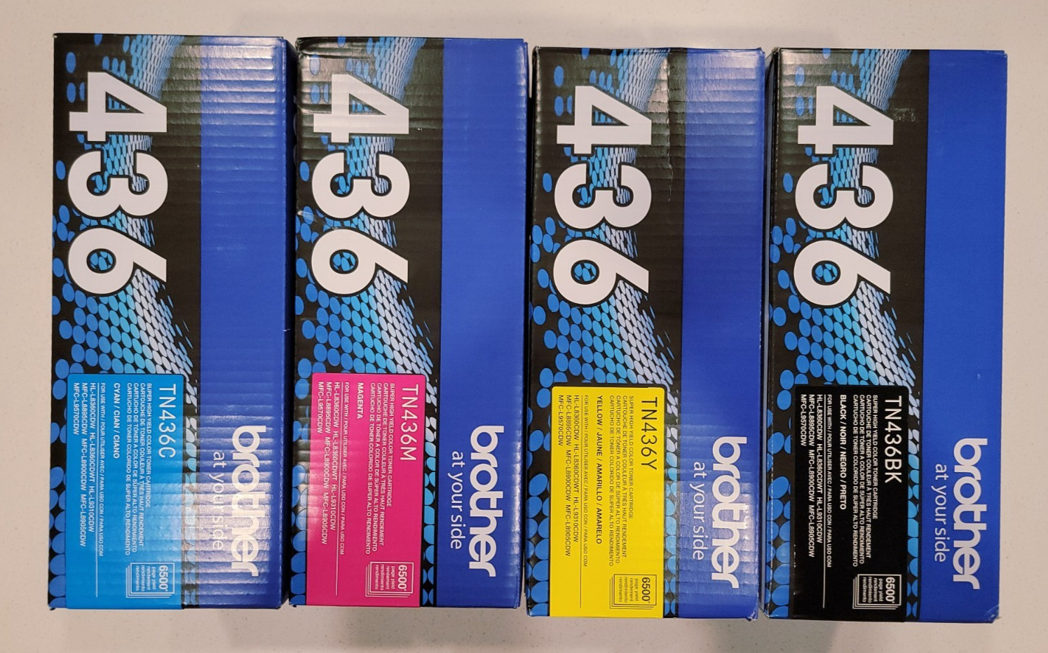 Brother TN436 TN-436 Full CMYK Super High Yield Toner Set New in Sealed Boxes