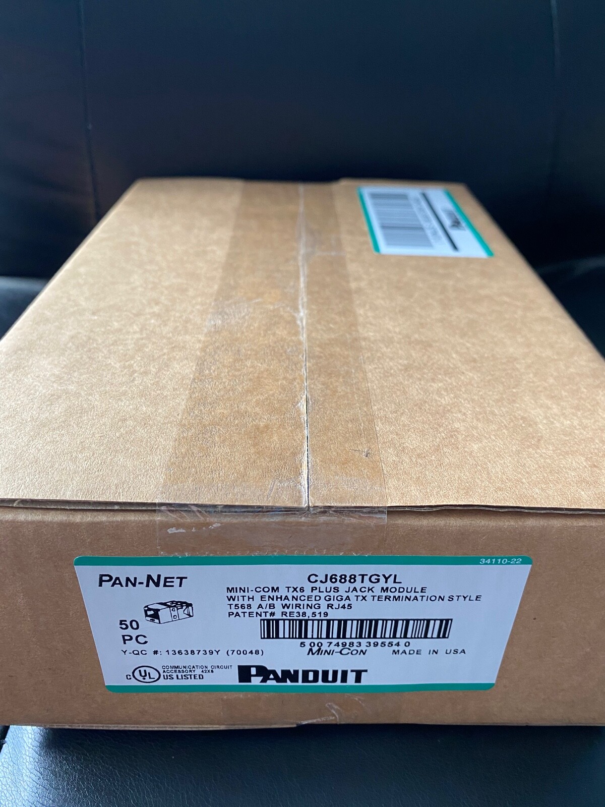 Panduit GigaCat6 jacks Yellow CJ688TGYL BOX OF 50. FAST SHIPPING FROM USA