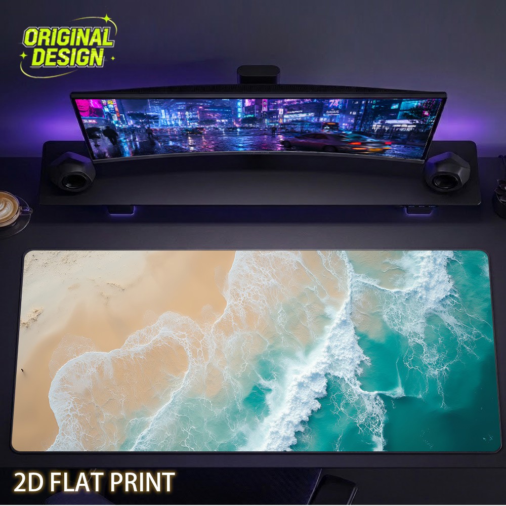 1pc Mouse Pad, Ocean Beach Overlook Wind Mouse Pad, Clear Blue Waves Rolling w