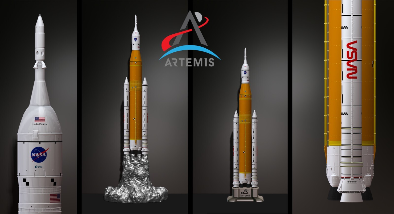 Artemis 1 Space Launch System take off (lamp) pedestal File STL-OBJ for 3D Print