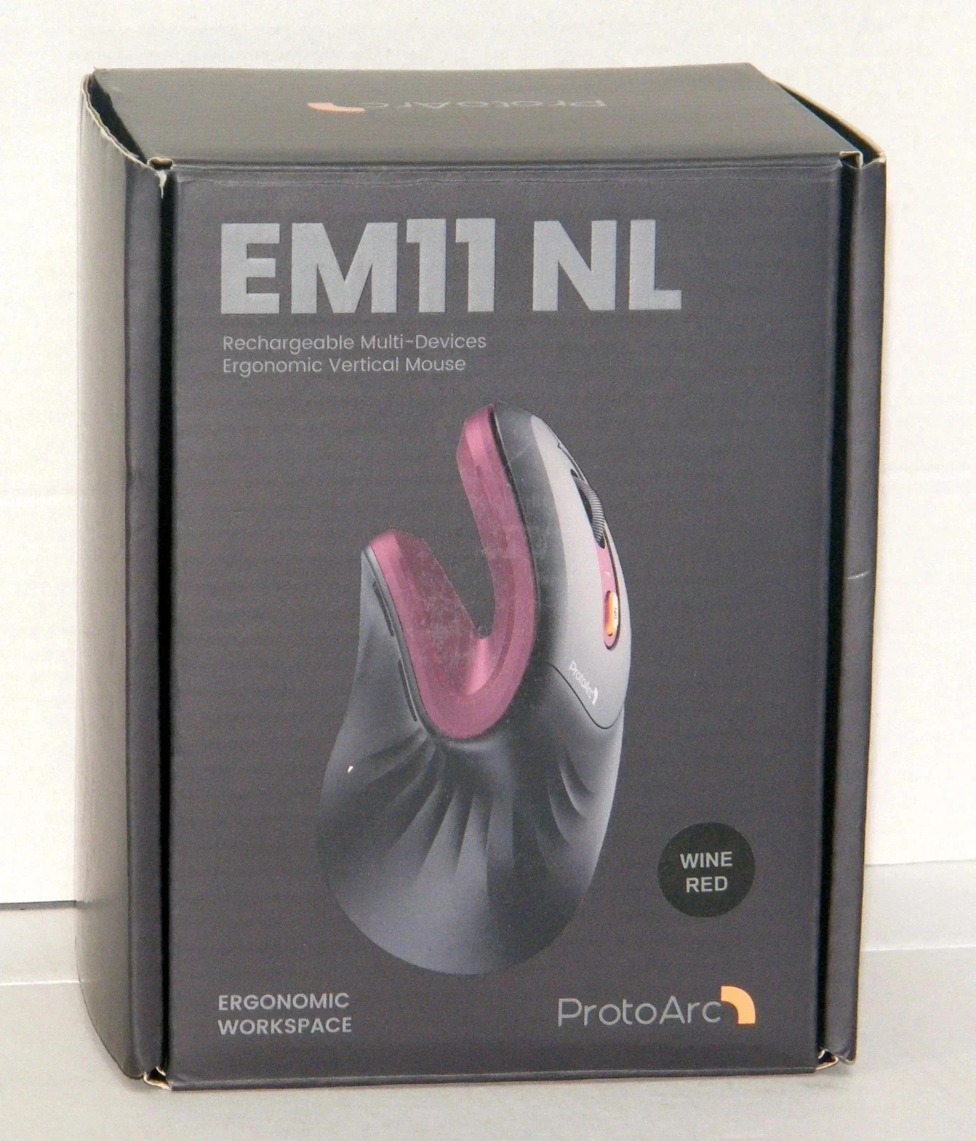 ProtoArc EM11 NL Wireless Ergonomic Vertical Mouse 2.4GHZ Bluetooth Wine Red