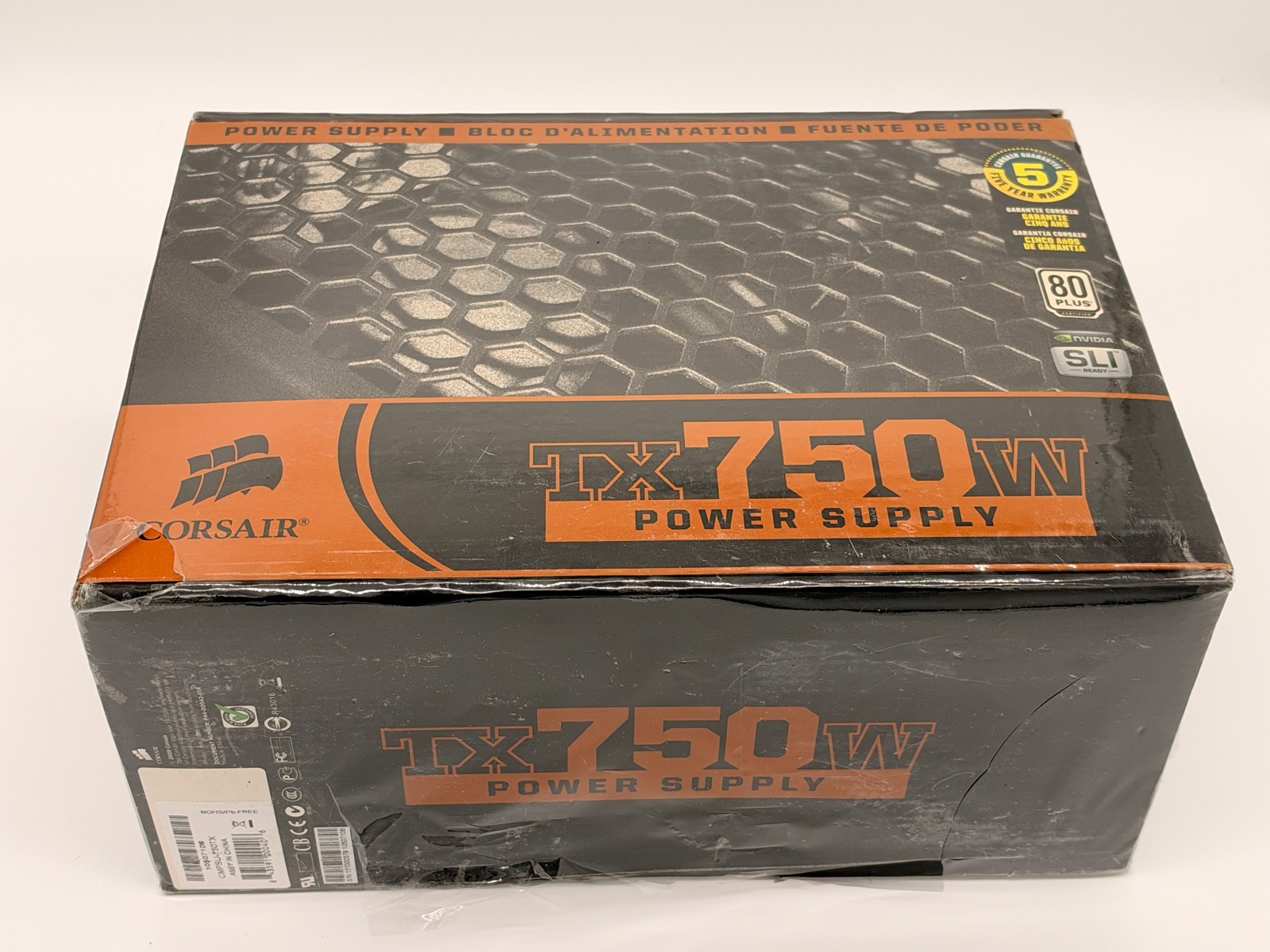 New Sealed Corsair TX750 CMPSU-750TX 750W 20+4-Pin ATX Desktop PSU Power Supply