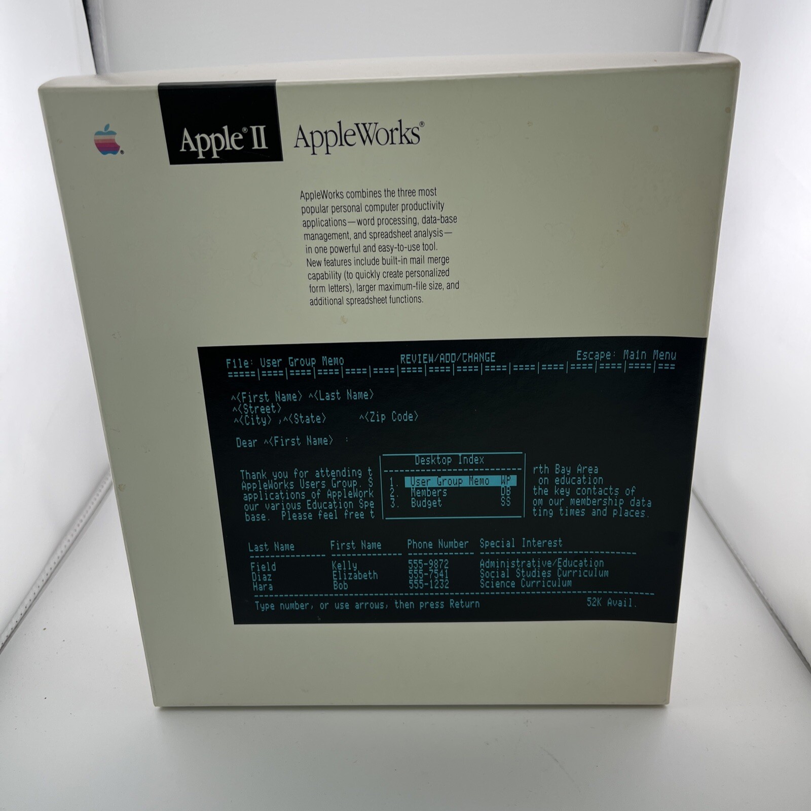 Apple 2 AppleWorks Startup Program And Sample Files A2D450 1/A