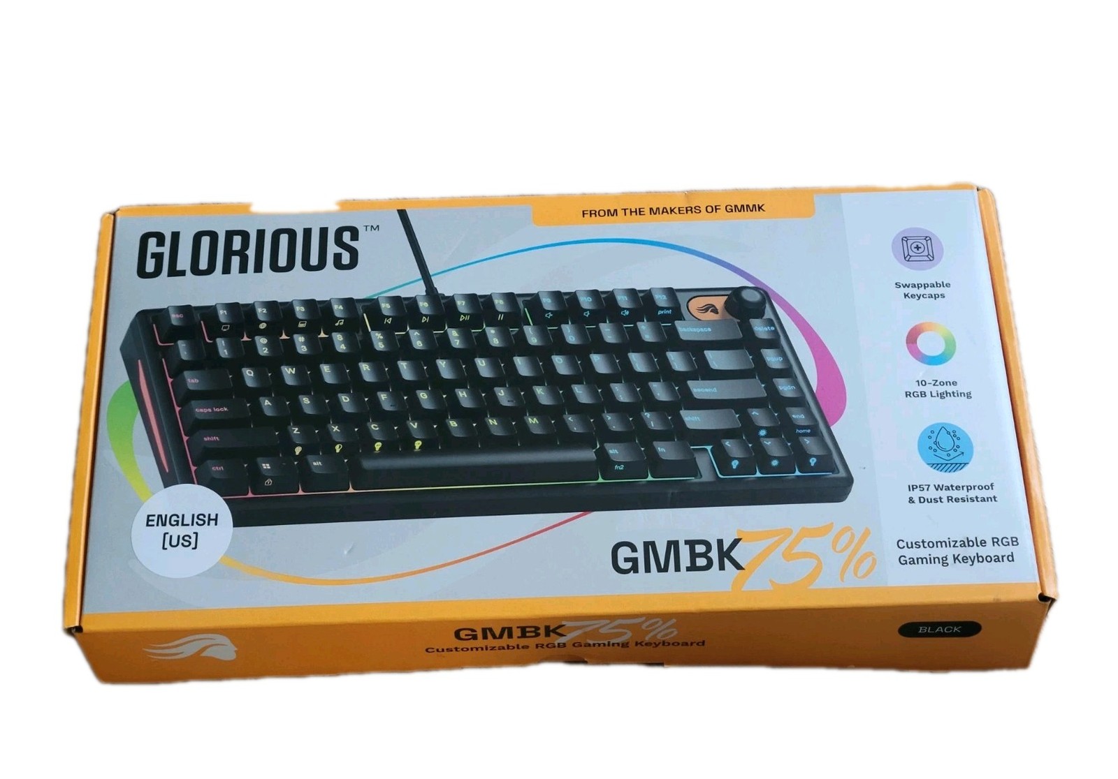 Glorious - GMBK 75% Wired Membrane Gaming Keyboard MX-Compatible Keycaps - Used
