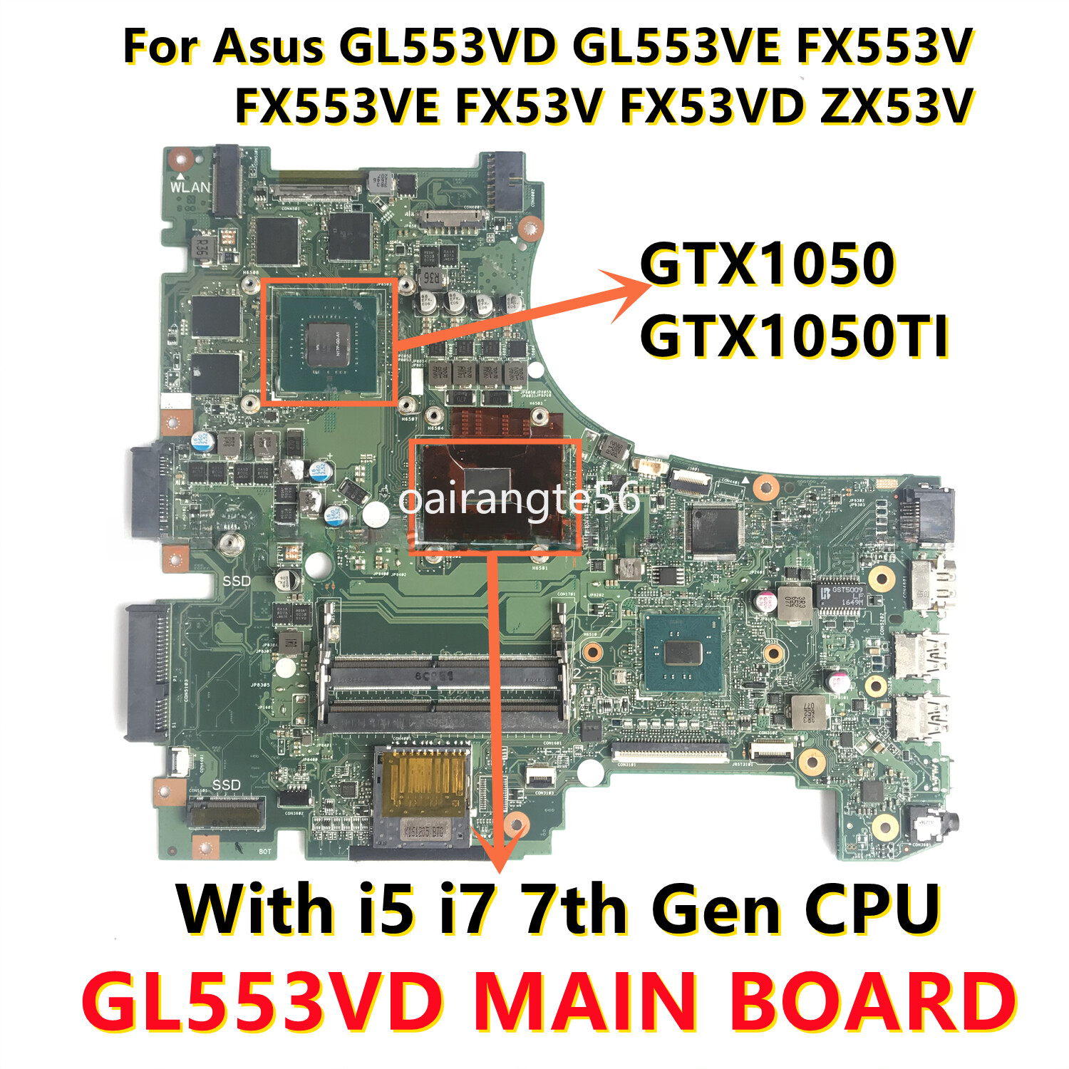 GL553VE For ASUS GL553VD GL553V Motherboard I5-7300HQ I7-7700HQ GTX1050TI