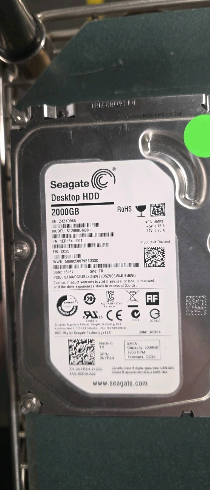 Dell NYR3N Seagate Barracuda 2TB 3.5" SATA III Internal HDD No tray