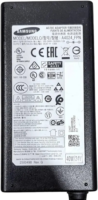 Samsung 40W AC/DC Power Adapter 24V 1.68A Black A4024 100% Orignal  Used 