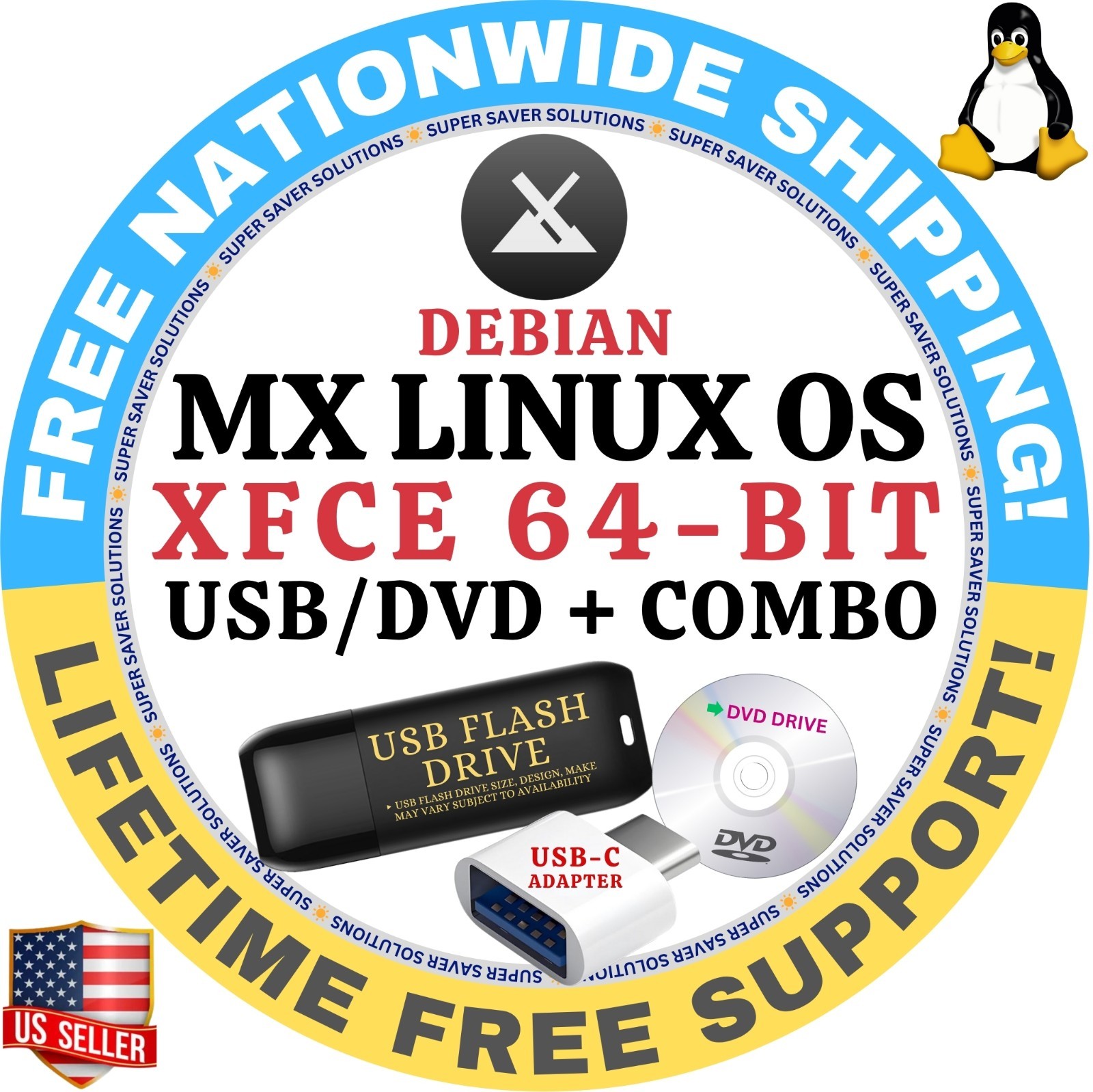 MX-LINUX OS ALL LATEST XFCE, KDE, FLUXBOX, 64-BIT, DVD/USB COMBOS, MAC/PC