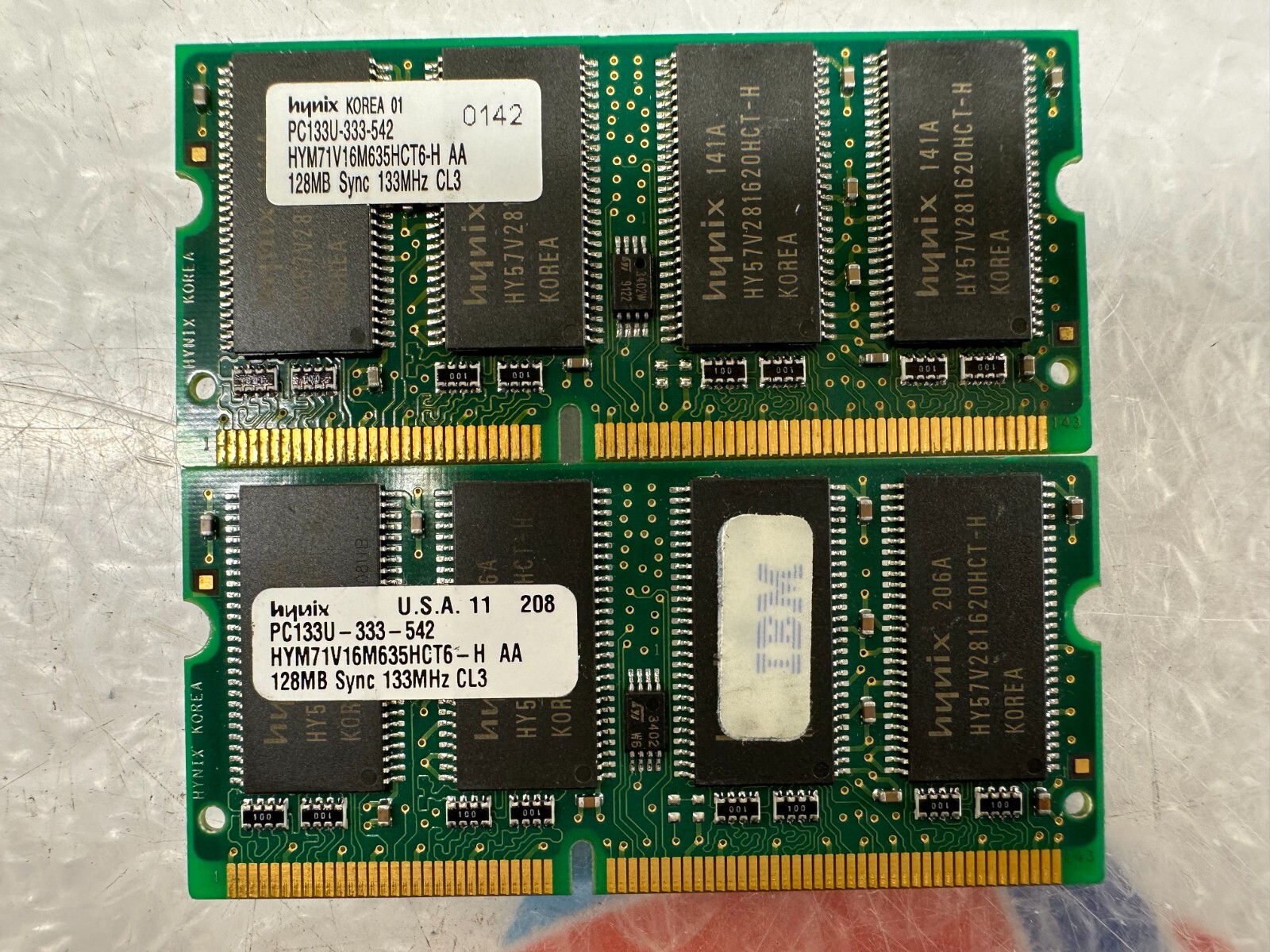 (2pcs) Hynix PC133U-333-542 HYM71V16M635HCT6-H 128MB Sync 133Mhz CL3