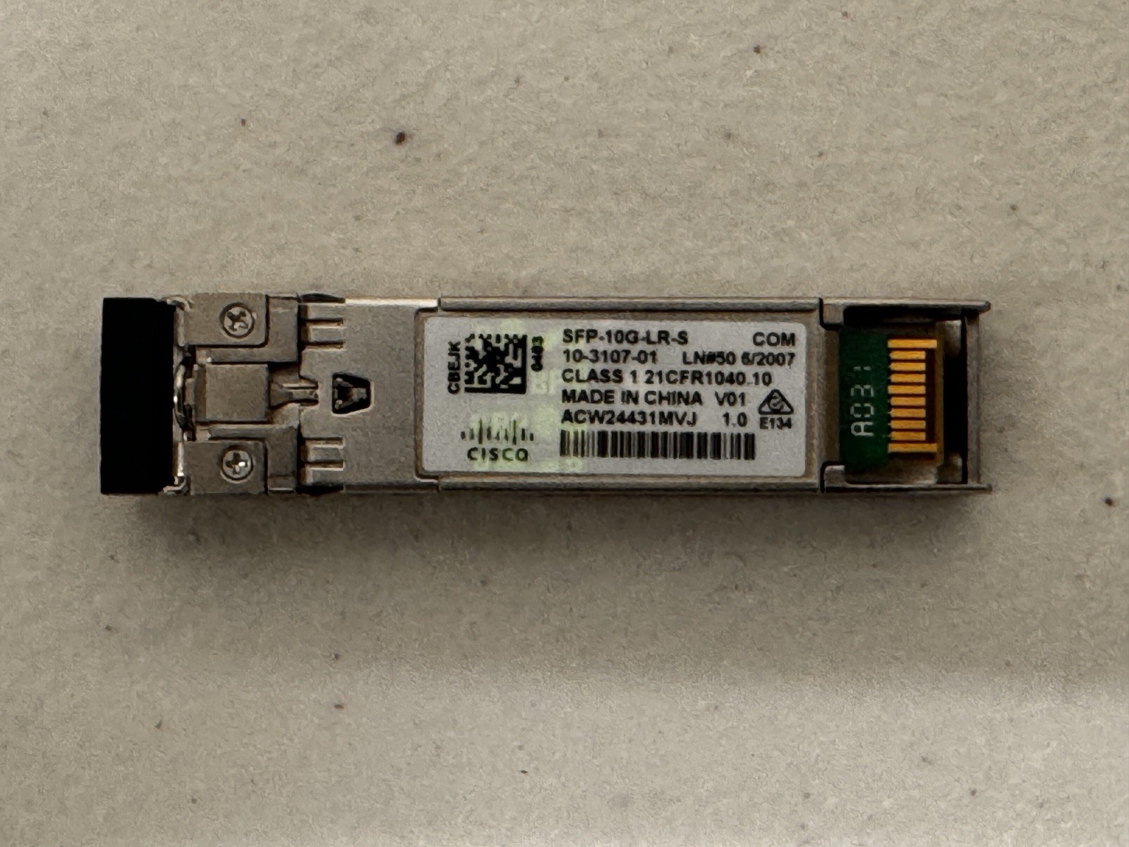 Cisco SFP-10G-LR-S 10-3107-01 SFP+1310nm Transceiver Module w/ Hologram