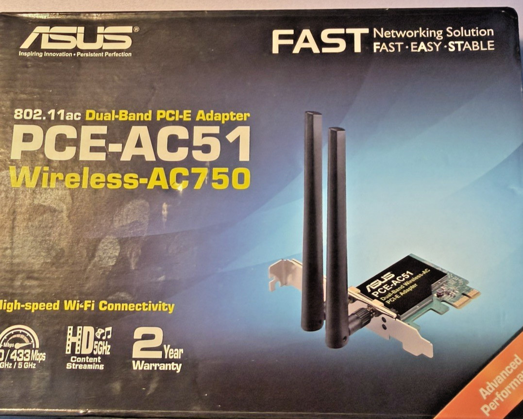 ASUS PCE-AC51 Wireless-AC750 802.11ac Dual-Band PCI-E Adapter Card