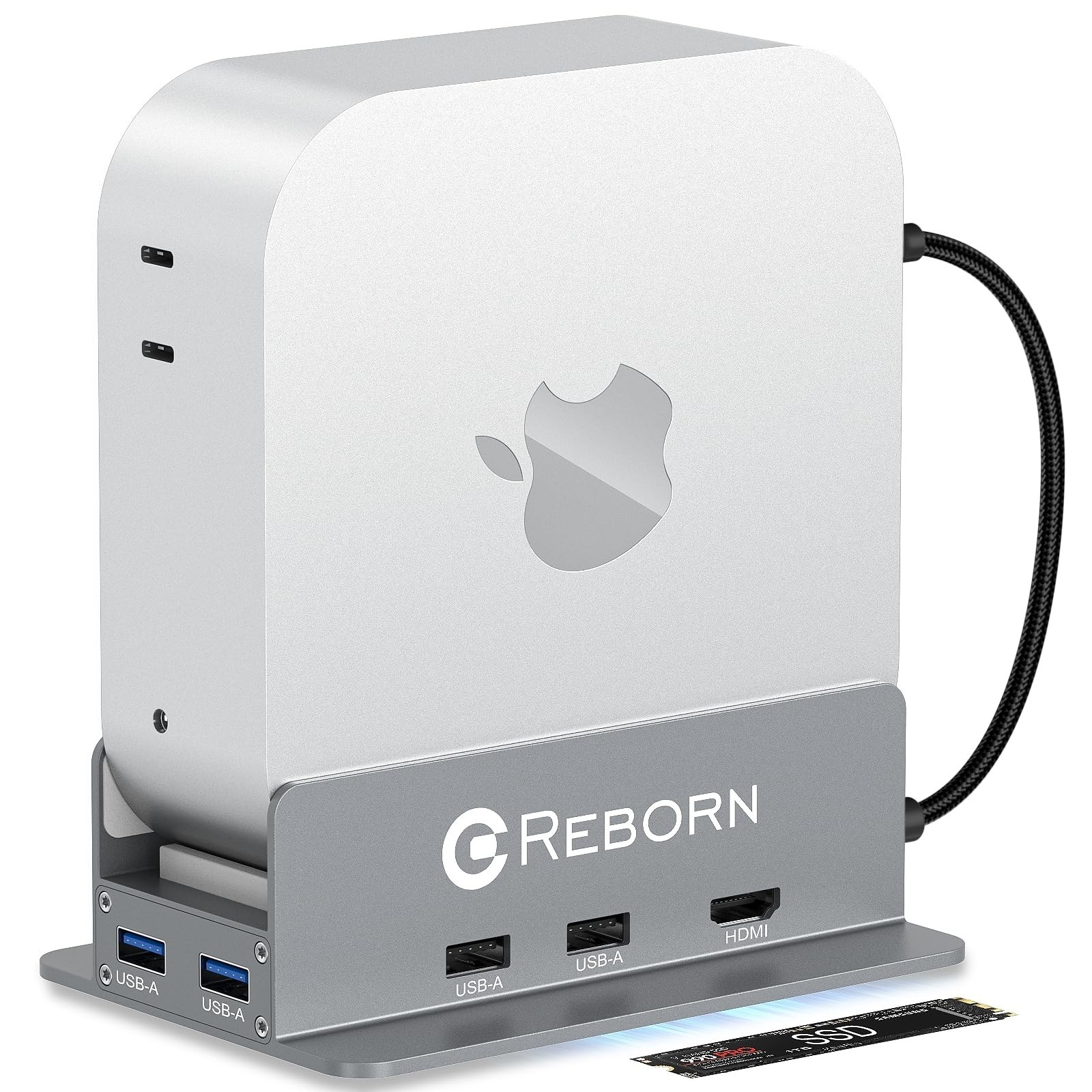 Mac Mini m4 Hub, HDMI/DP, USB 3.0/2.0, SD, Silver