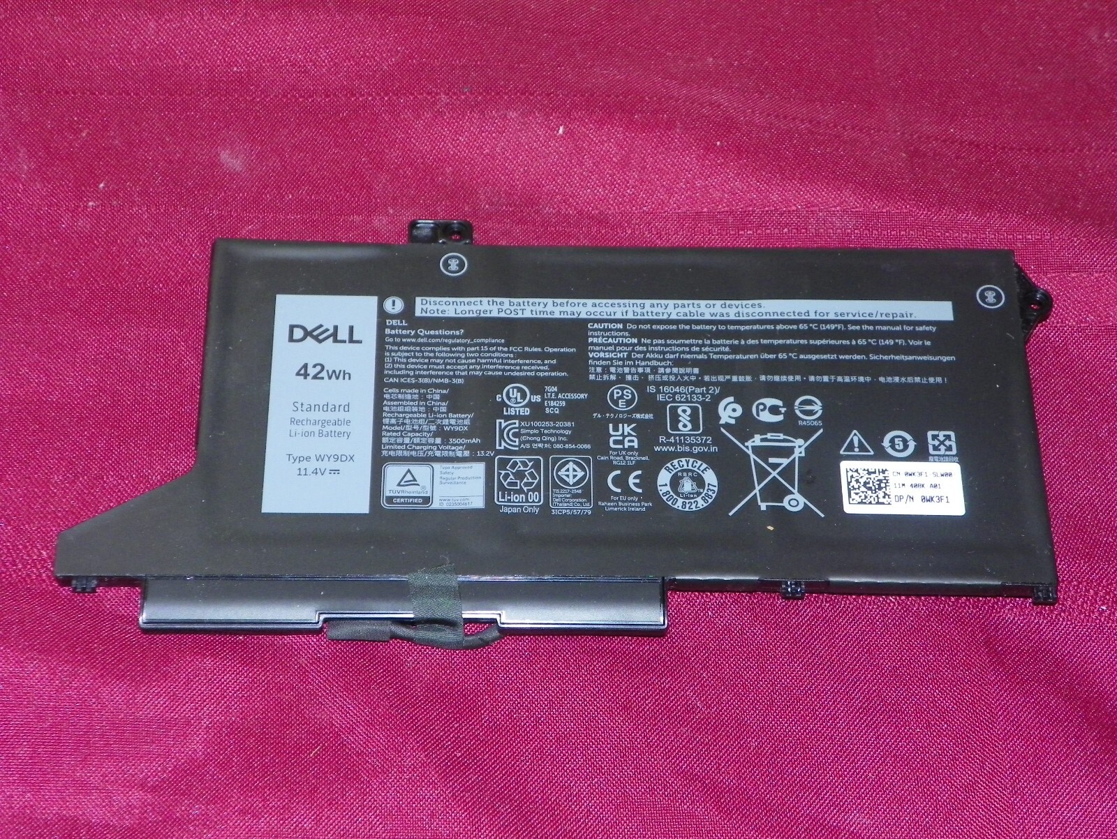 Genuine OEM Dell Latitude 5420 5520 Precision 3560 3-Cell 42Wh Battery - WY9DX