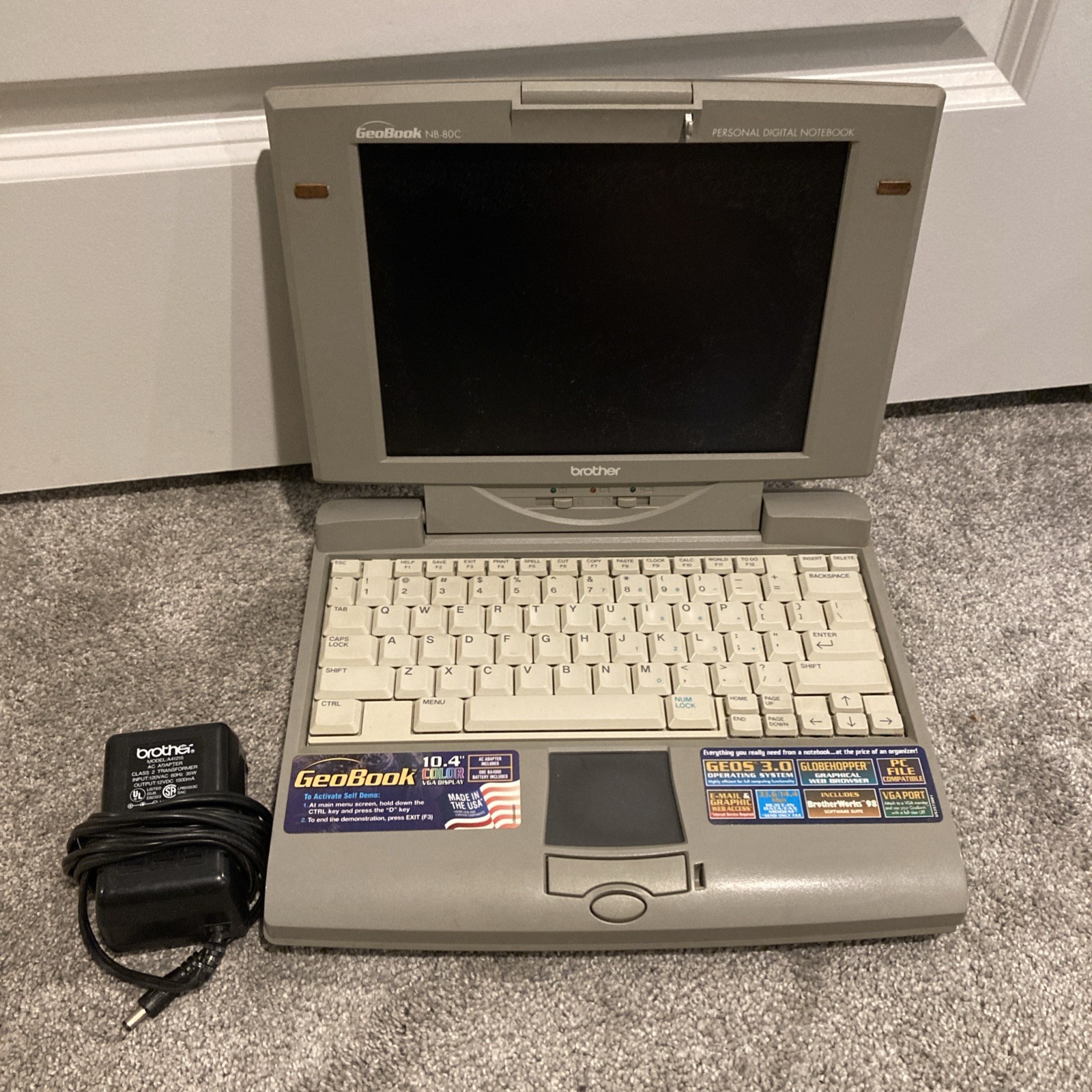 Vintage Laptop Brother GeoBook NB-80C Personal Digital Notebook FOR PARTS REPAIR