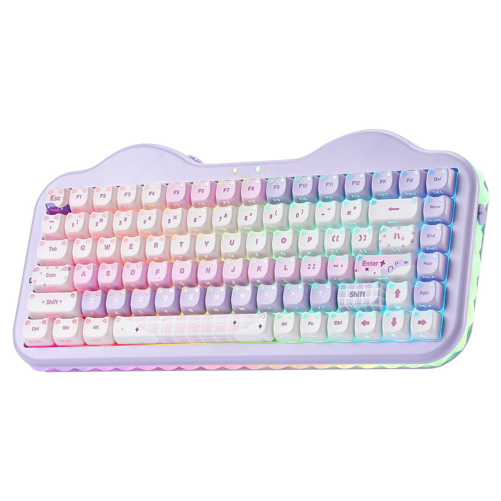 YUNZII C75 Cute Cake Wireless Mechanical Keyboard(Purple Mao,Milk Switch) | C...