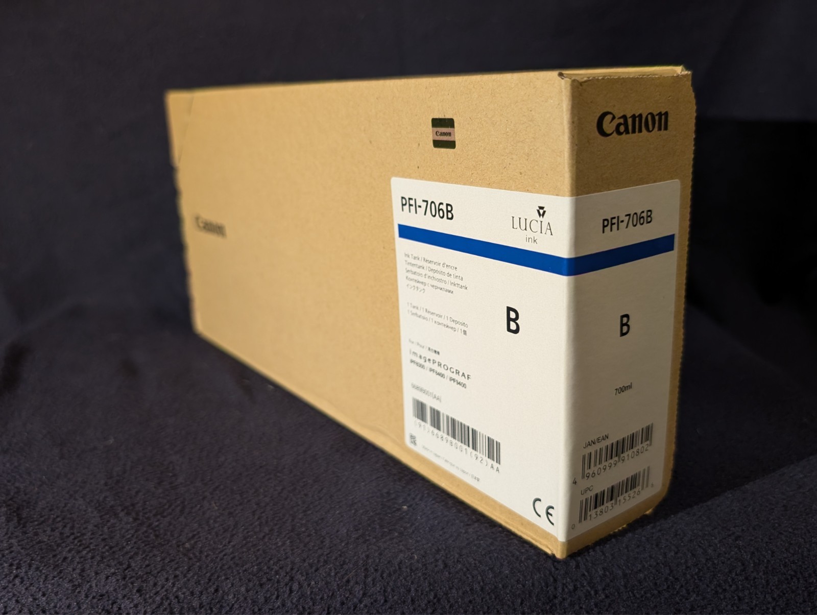 GENUINE CANON PFI-706B (Blue) INK TANK imagePROGRAF 700ml NEW SEALED (EXP:2019)