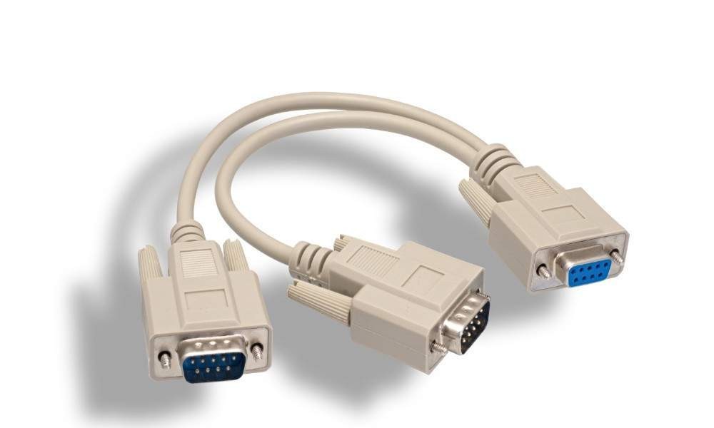 Y-Splitter Serial Cable DB9-Female to DB9-Male DB9-Male 12IN