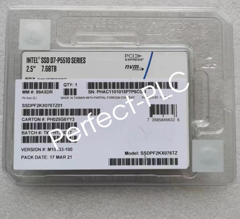 INTEL U.2 7.68TB SSD P5510 NVME SSDPF2KX076TZ FCV10100 D7-P5510 SERIES 2.5"
