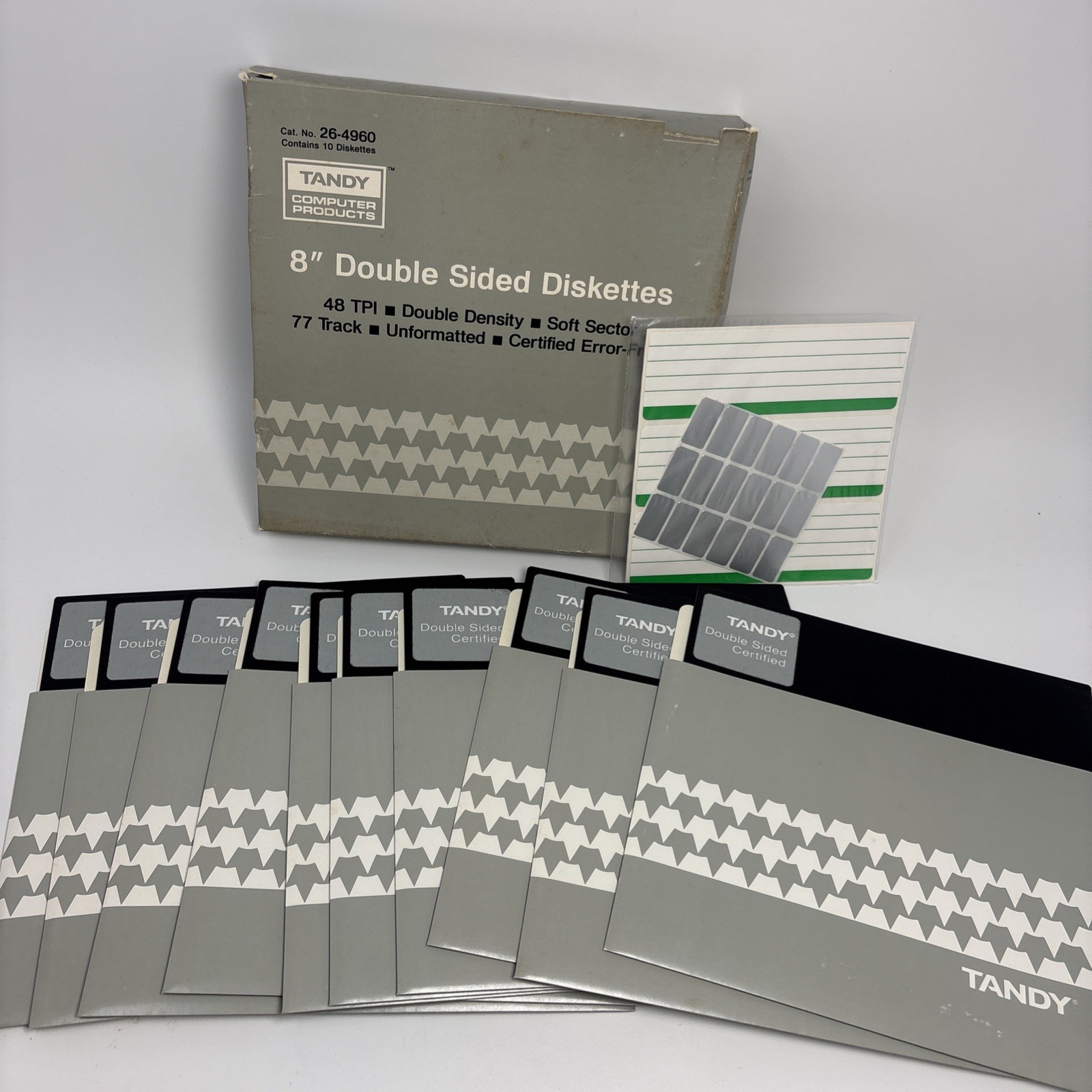 Open Box Tandy 8" Floppy Disk Double Sided Double Density 26-4960 box of 10
