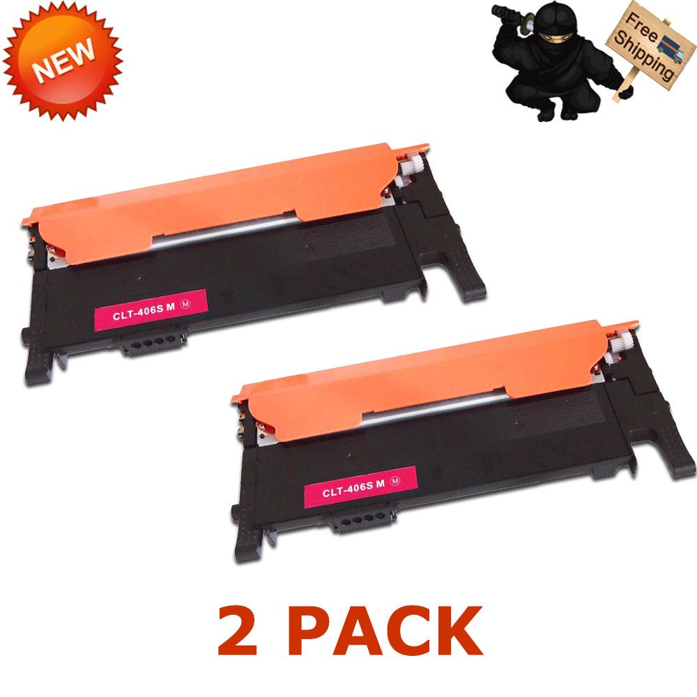 2 PK CLT-M406S MAGENTA HY Toner for Samsung CLP-365W CLX-3305W CLX-3305FW C410W