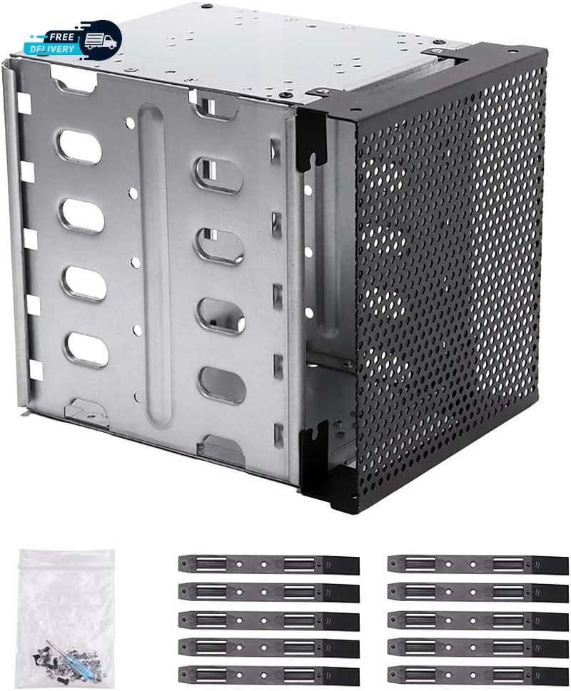 Stainless Steel Hard Drive Cage  5.25  to 5X 3.5  SAS SATA HDD Cage for Computer