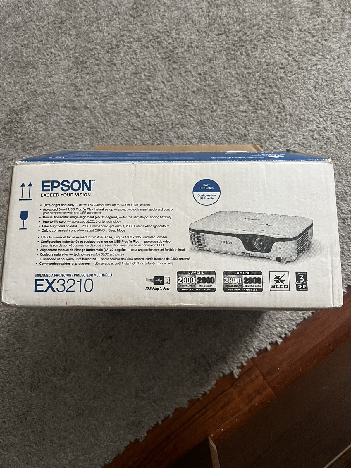 Epson Multimedia Projector Ex3210 Usb 3lcd Portable 2800 Lumens MISSING CD
