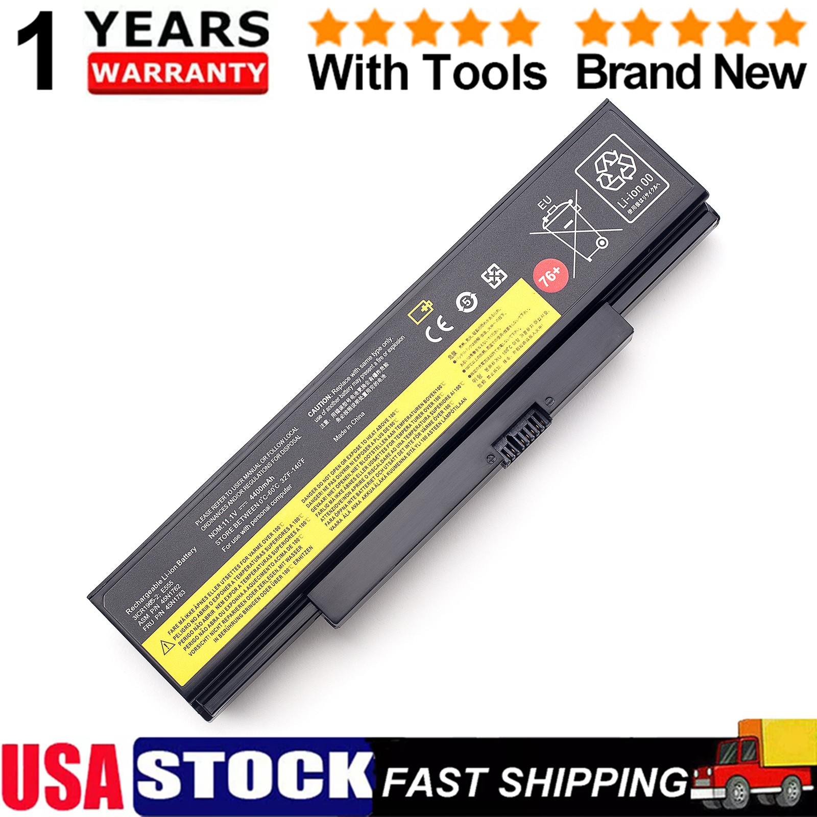 76+ Battery For Lenovo ThinkPad Edge E550 E550c E555 E560 E565 45N1762 45N1763