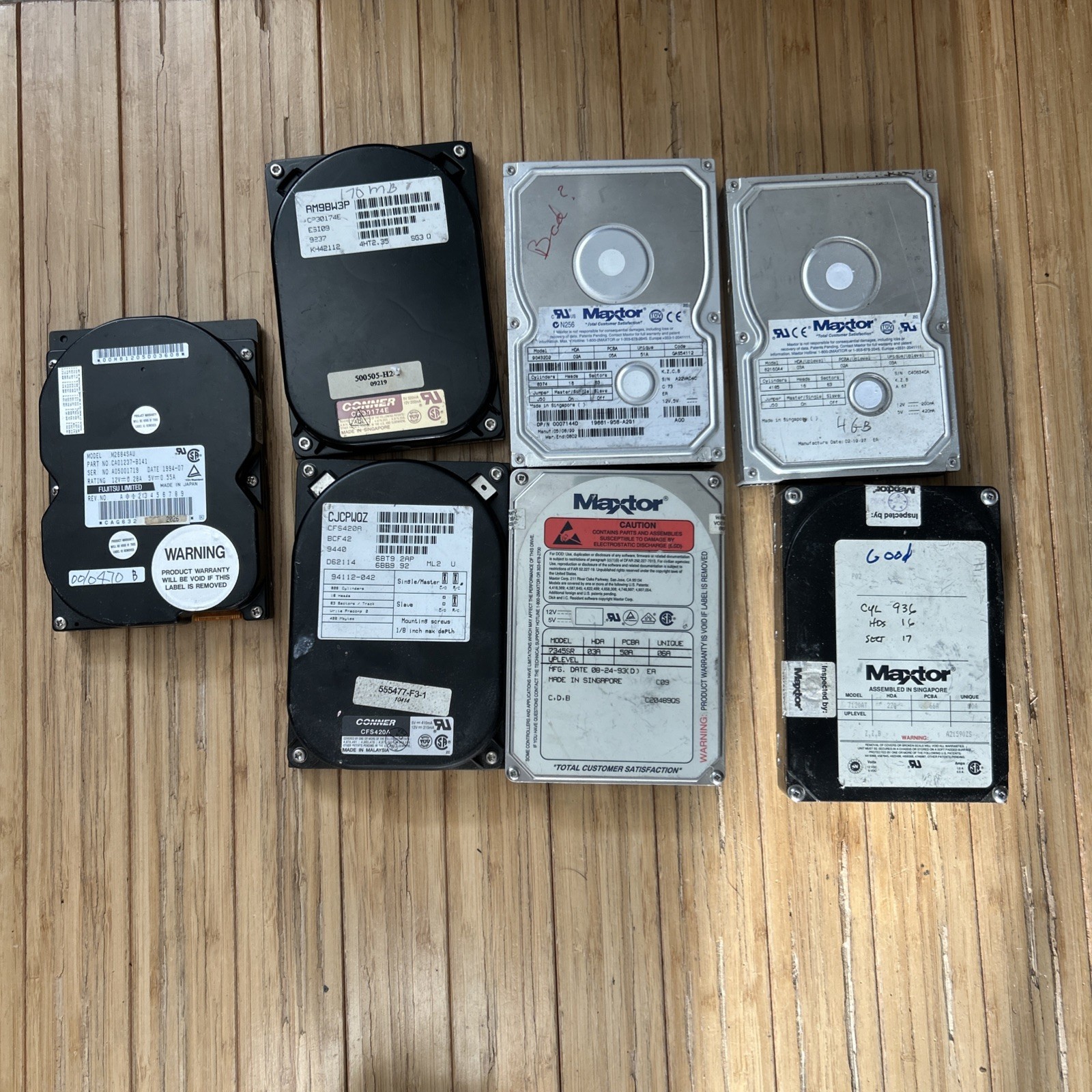 Lot Of 7 Vintage Maxtor And Conner Used Hard Drives Untested As Is