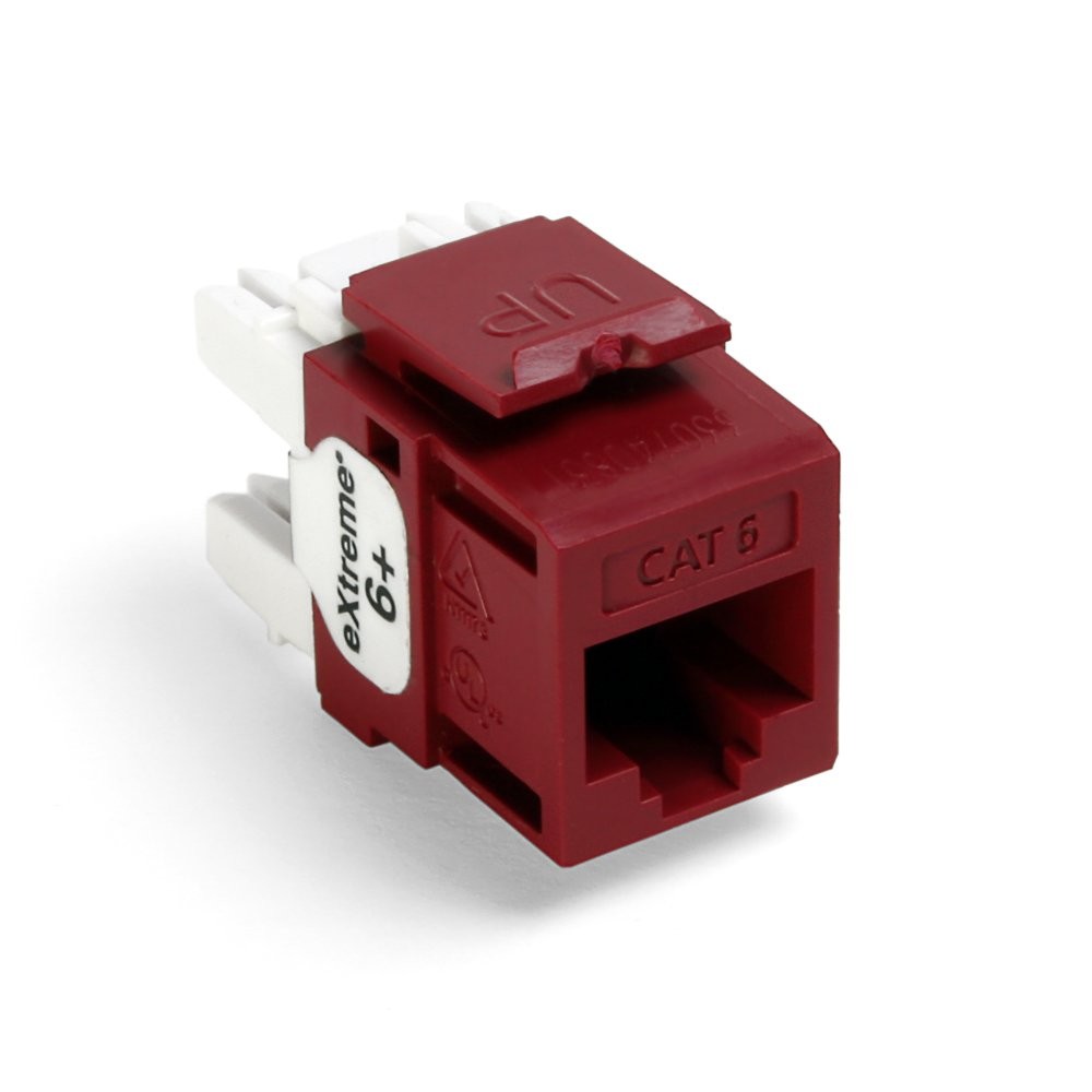 Leviton Extreme 6+ QuickPort Connector, CAT 6, 25-Pack, 61110-BR6, Red