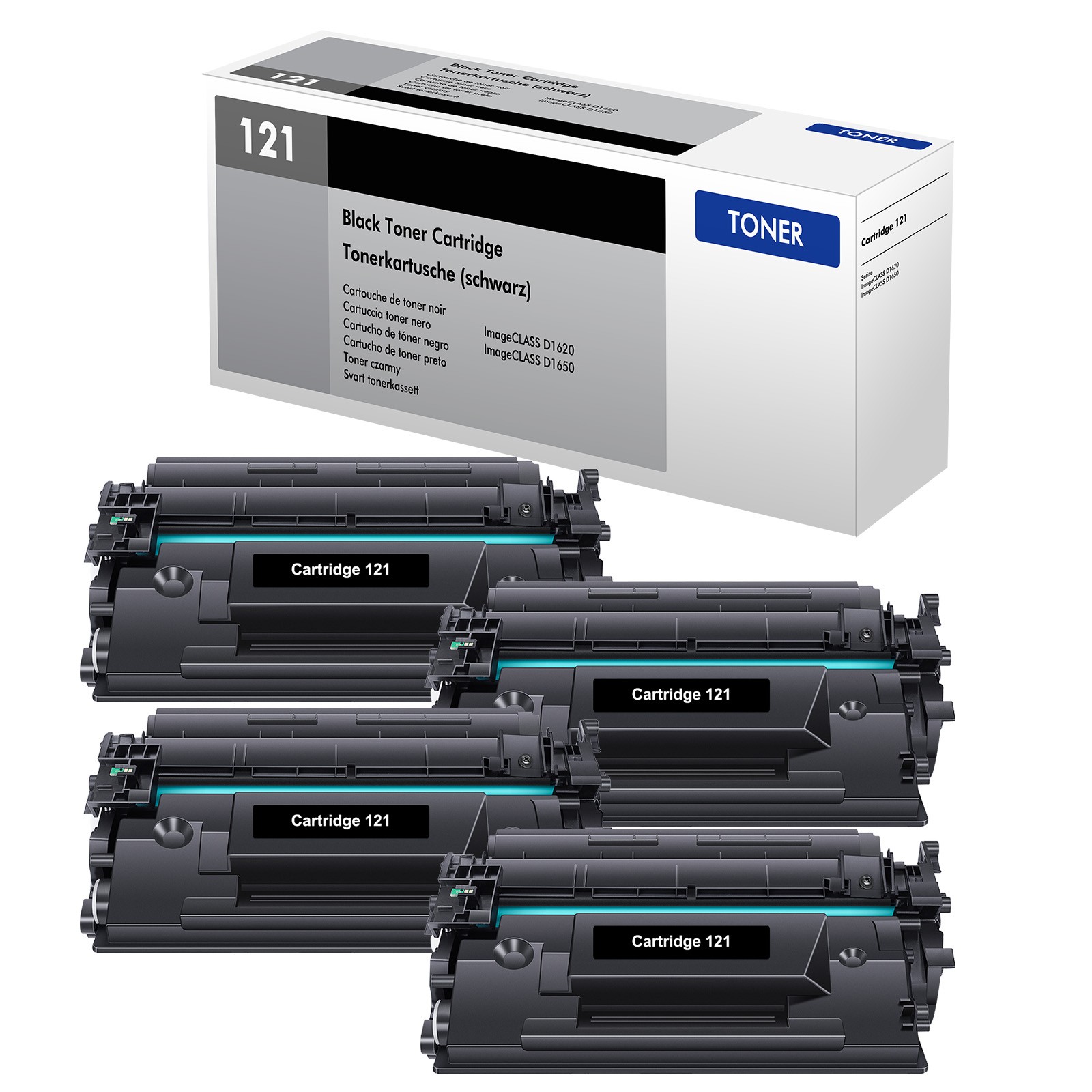 4 PK CRG121 3252C001 Black Toner Compatible for Canon 121 imageCLASS D1620 D1650