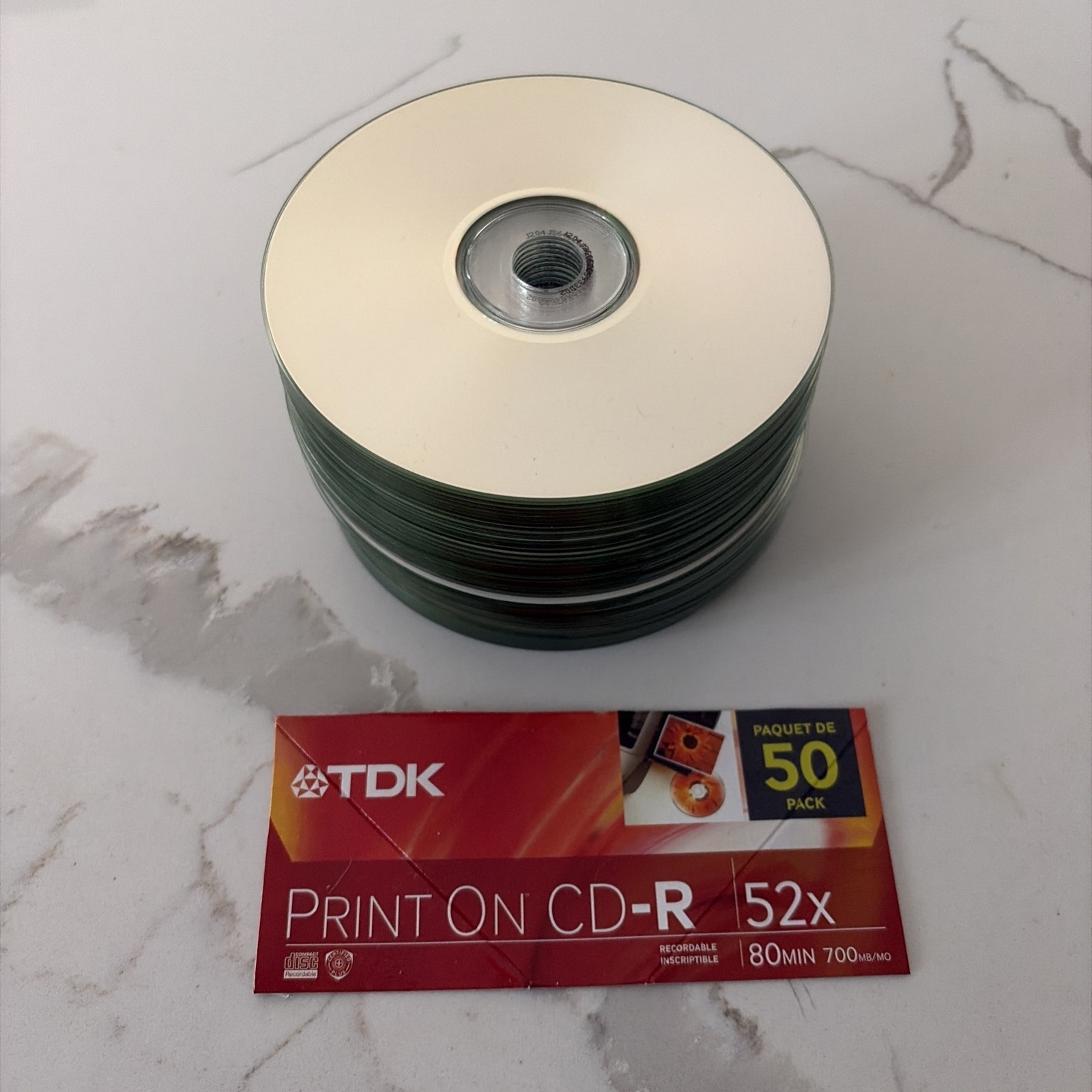TDK CD-R 50-Pack 700MB 80min 52x Inkjet Printable Color Discs No Cases NEW